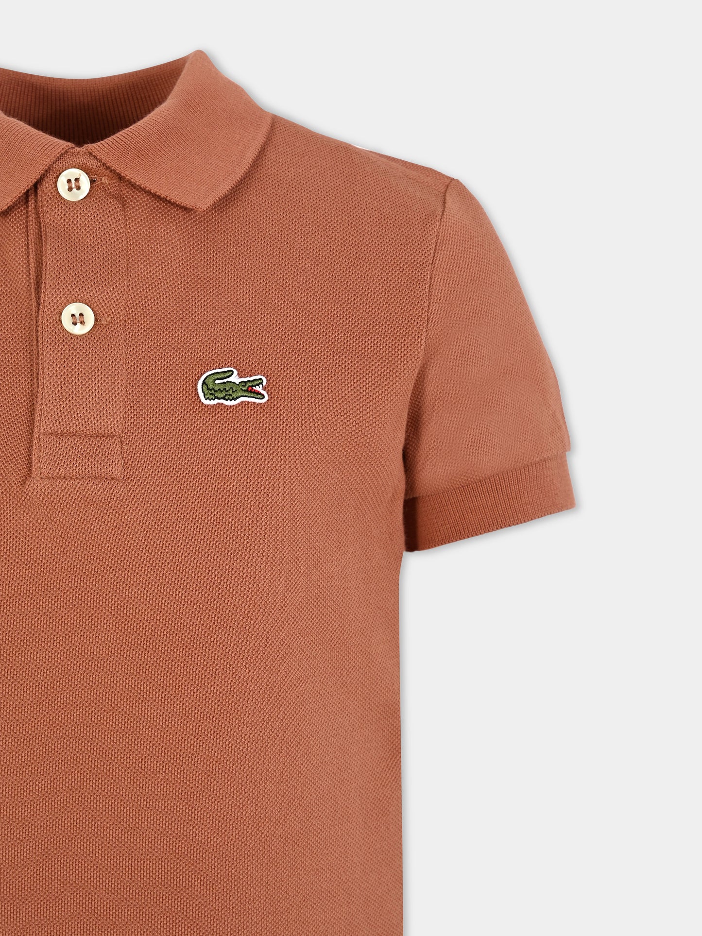 Polo marrone per bambino con coccodrillo,Lacoste,PJ2909 I1K