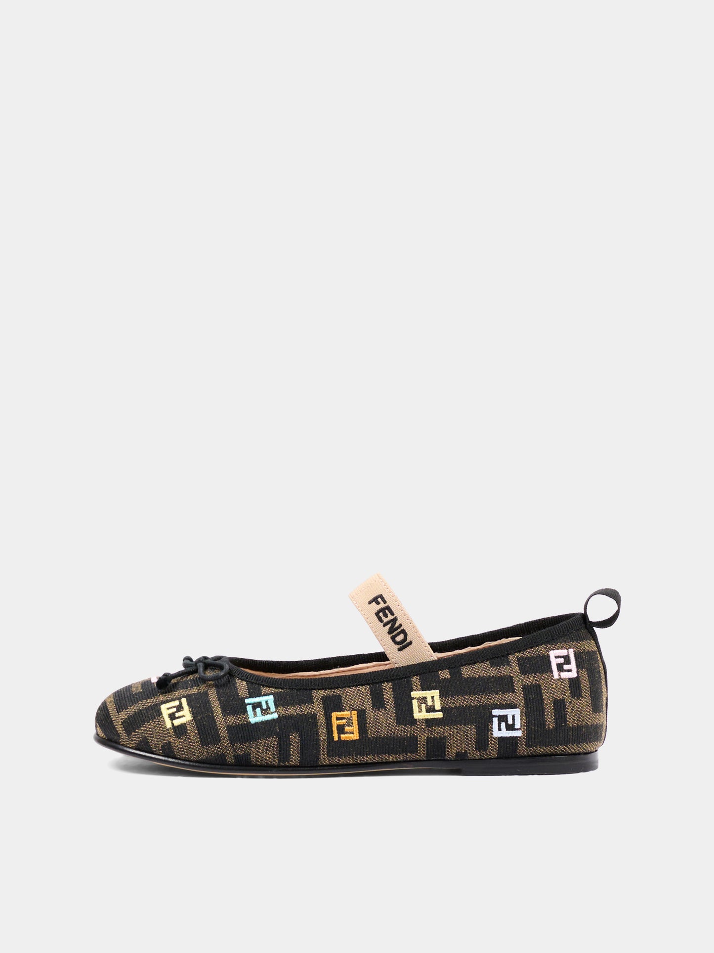 Ballerine marroni per bambina monogram,Fendi Kids,JFR566 AWK2 F1HFI