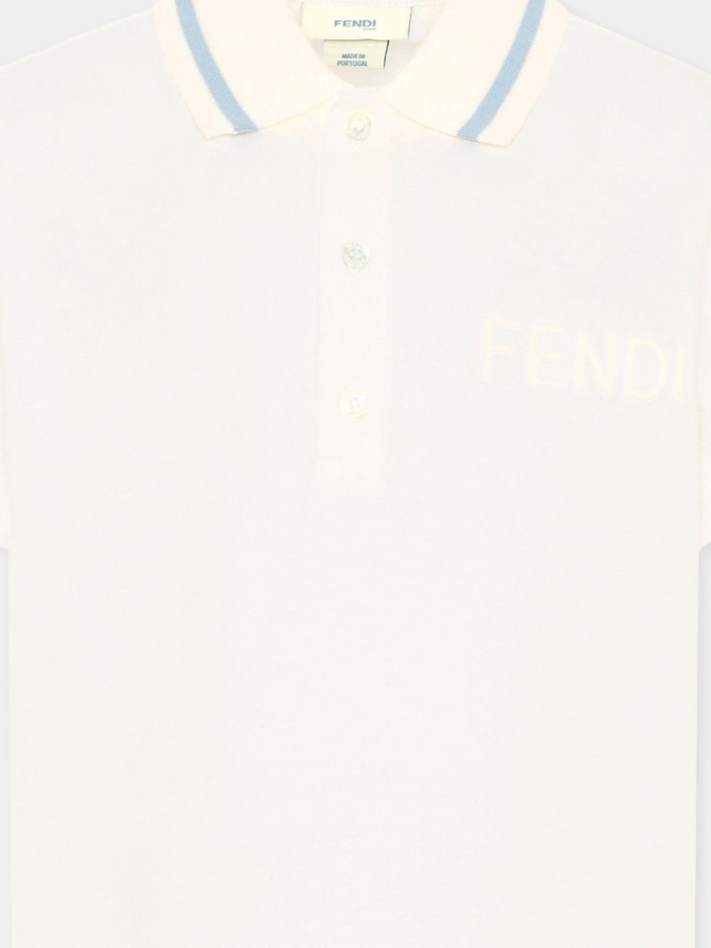 Polo avorio per bambino con logo,Fendi Kids,JMI496 7AJ F0TU9