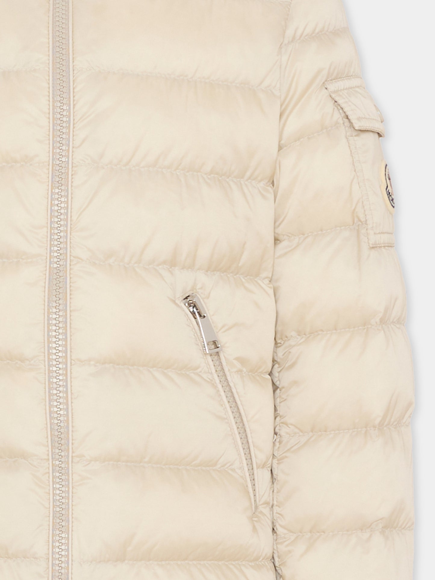 Piumino Gles avorio per bambina con logo,Moncler Kids,L1954 1A00031 597YF 20C
