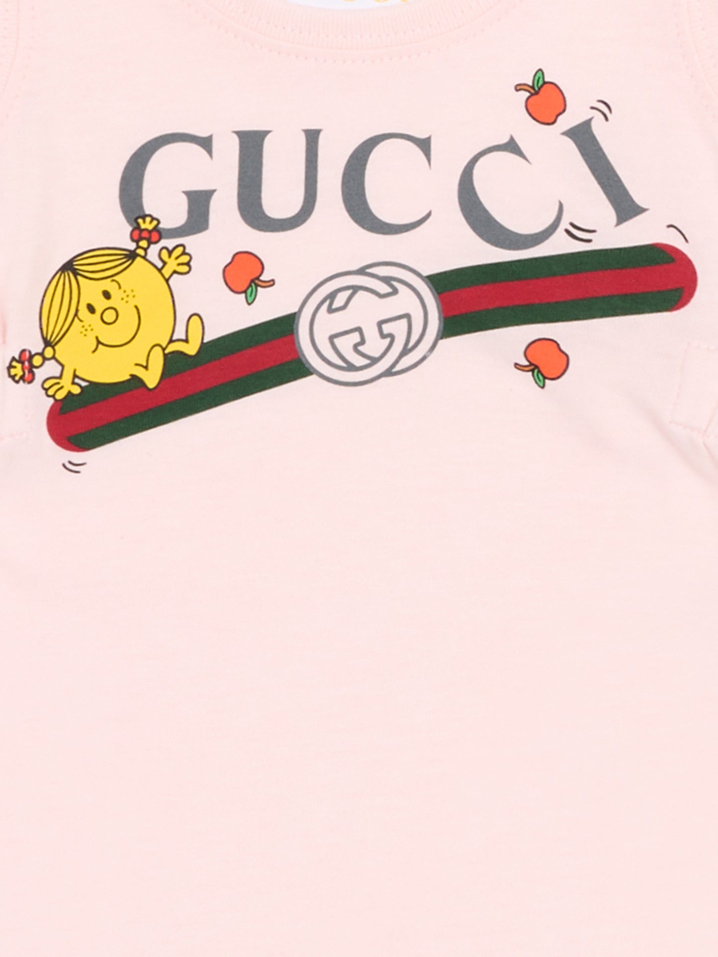Set pagliaccetti rosa per neonata con logo e Mr Happy,Gucci Kids,852918 XJHRN 5907
