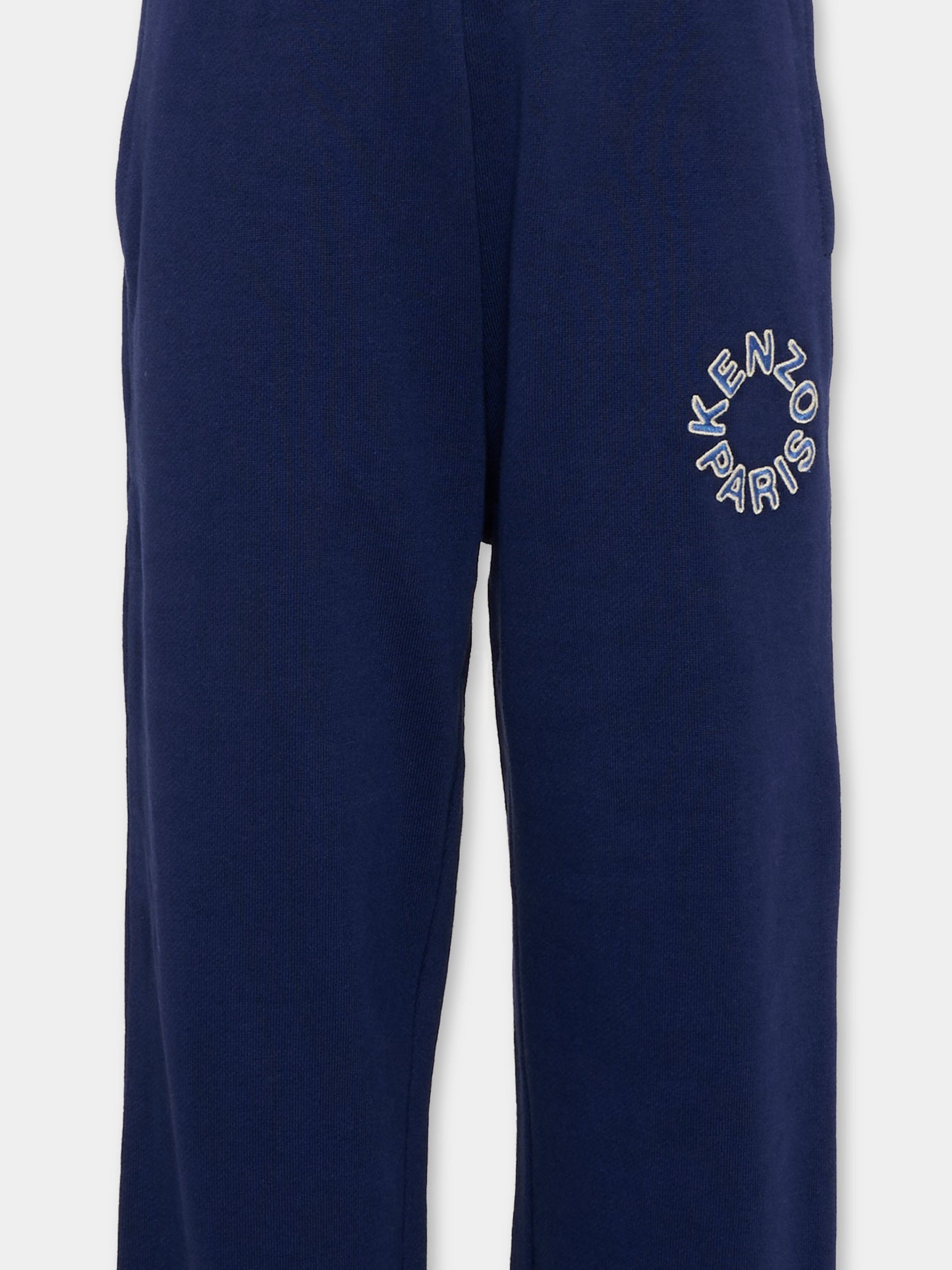 Pantaloni sportivi blu per bambini con logo ricamato,Kenzo Kids,K61636 84N