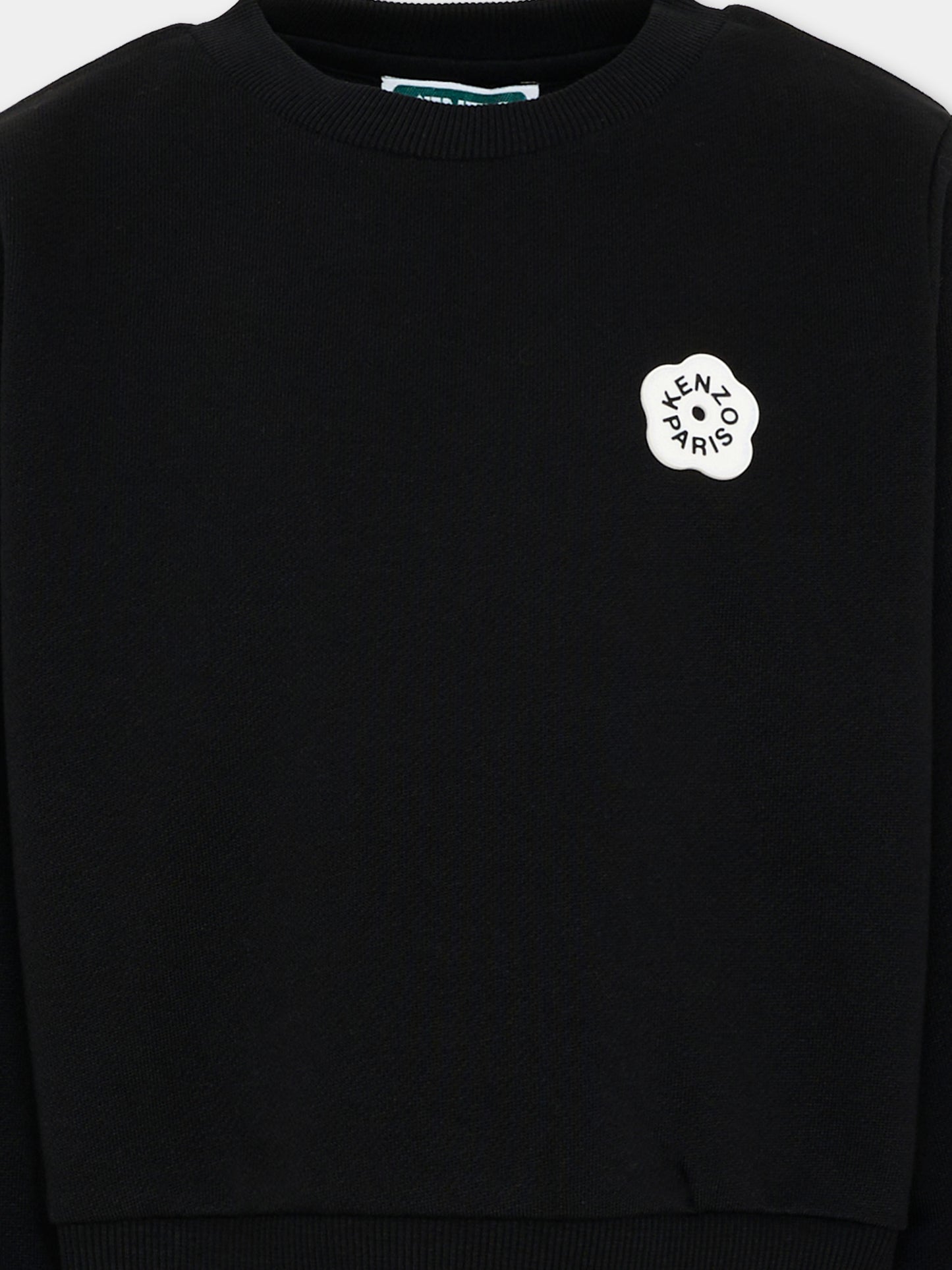 Felpa nera Boke Flower per bambina,Kenzo Kids,K61802 09B