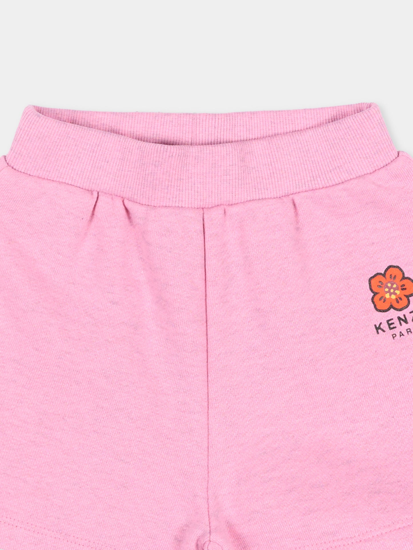 Shorts sportivi rosa per neonata con fiore Boke,Kenzo Kids,K61810 47F