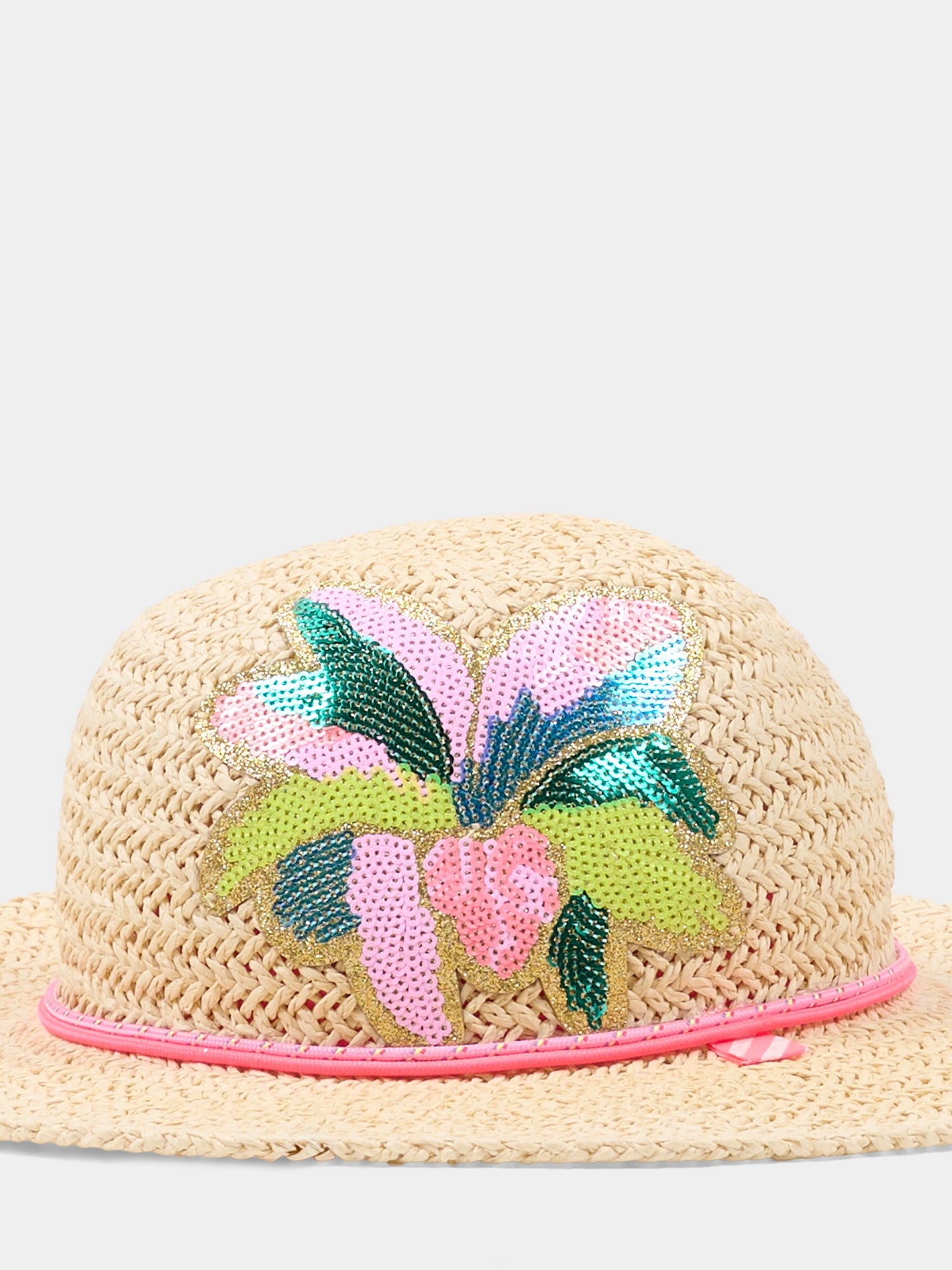Cappello di paglia per bambina con ricamo multicolor,Billieblush,U22017 Z41