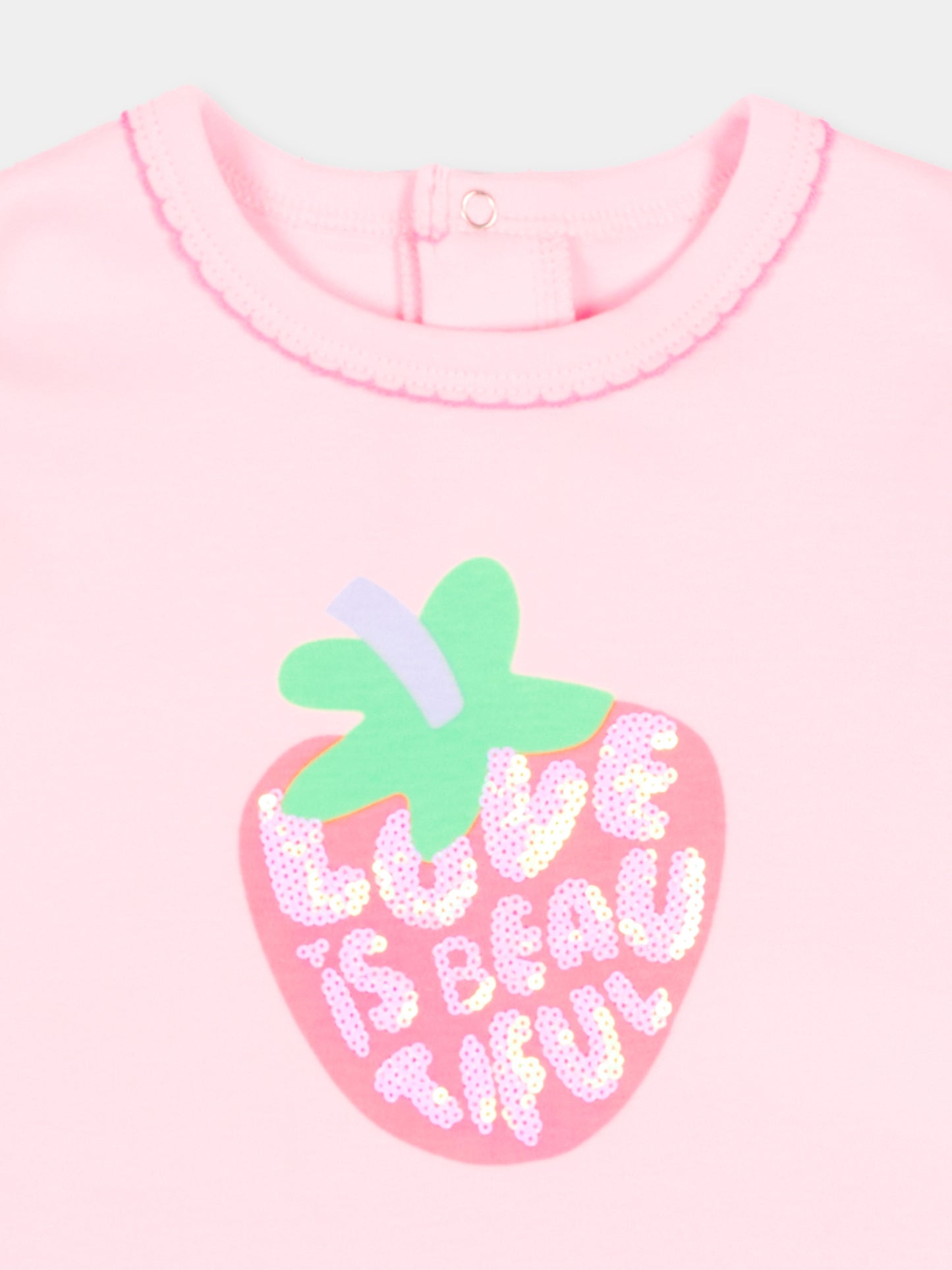 T-Shirt rosa per neonata con fragola,Billieblush,U22107 44L