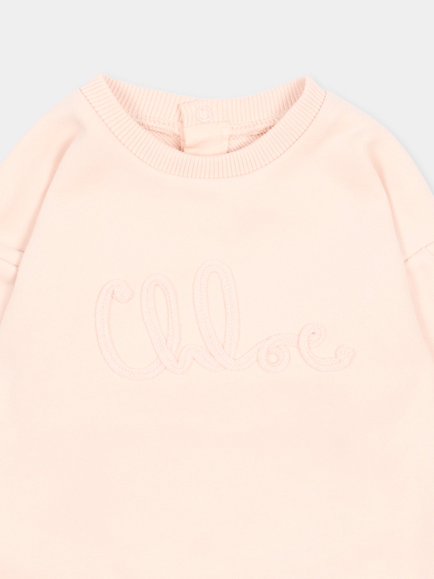 Felpa rosa per neonata con logo ricamato,Chloé Kids,C20913 46J