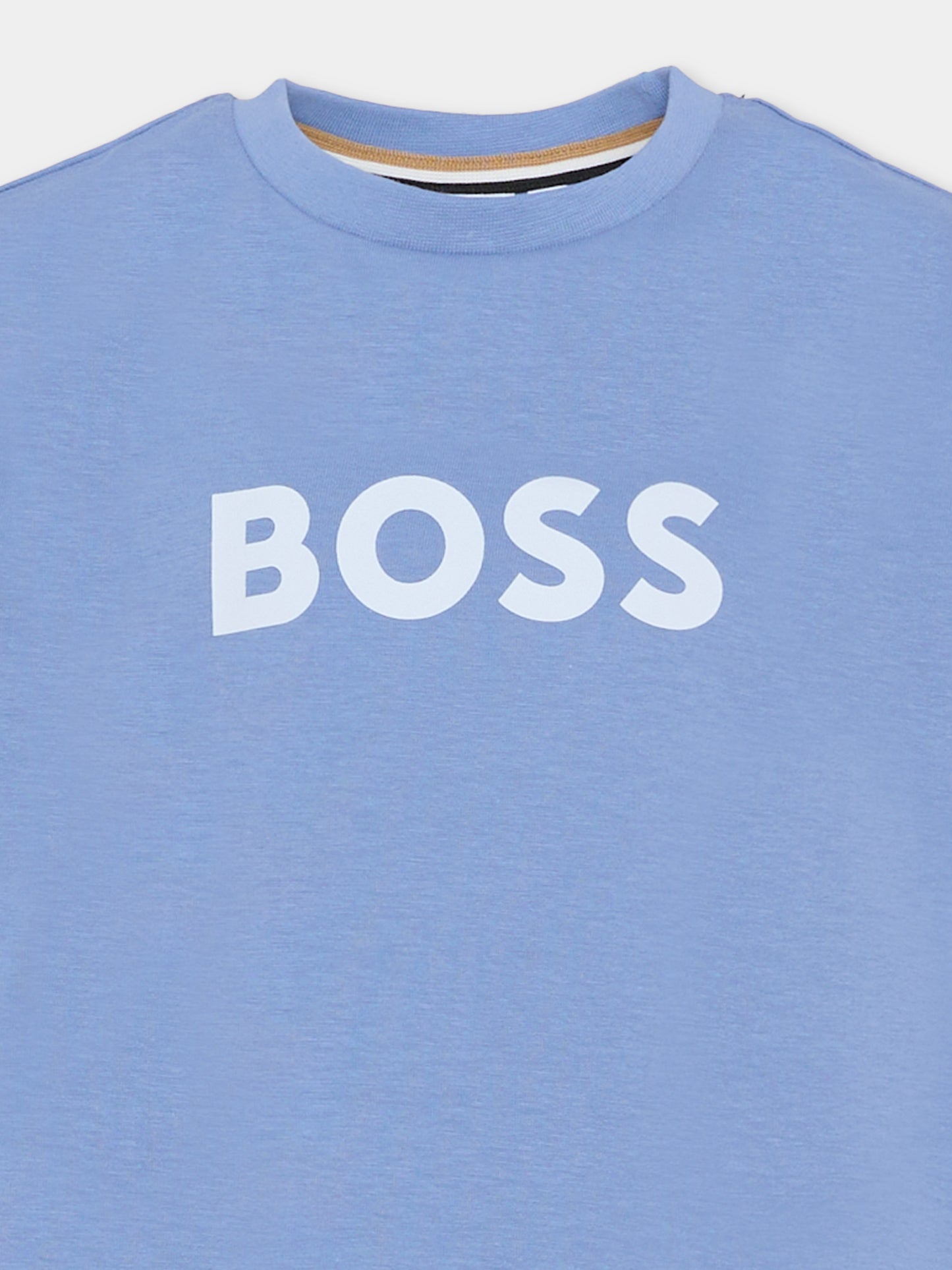 T-shirt blu per bambino con logo,Boss,J52711 881