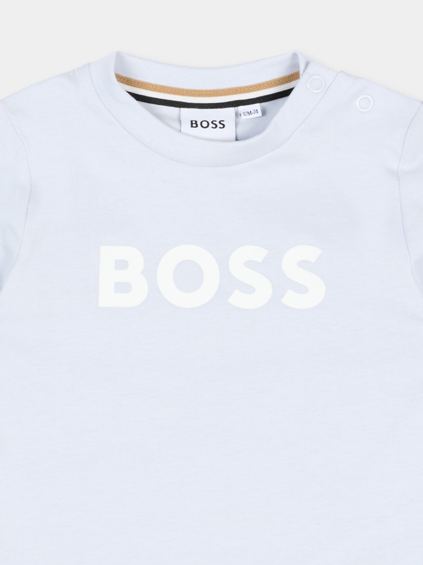 T-Shirt celeste per neonato con logo,Boss,J52712 78K