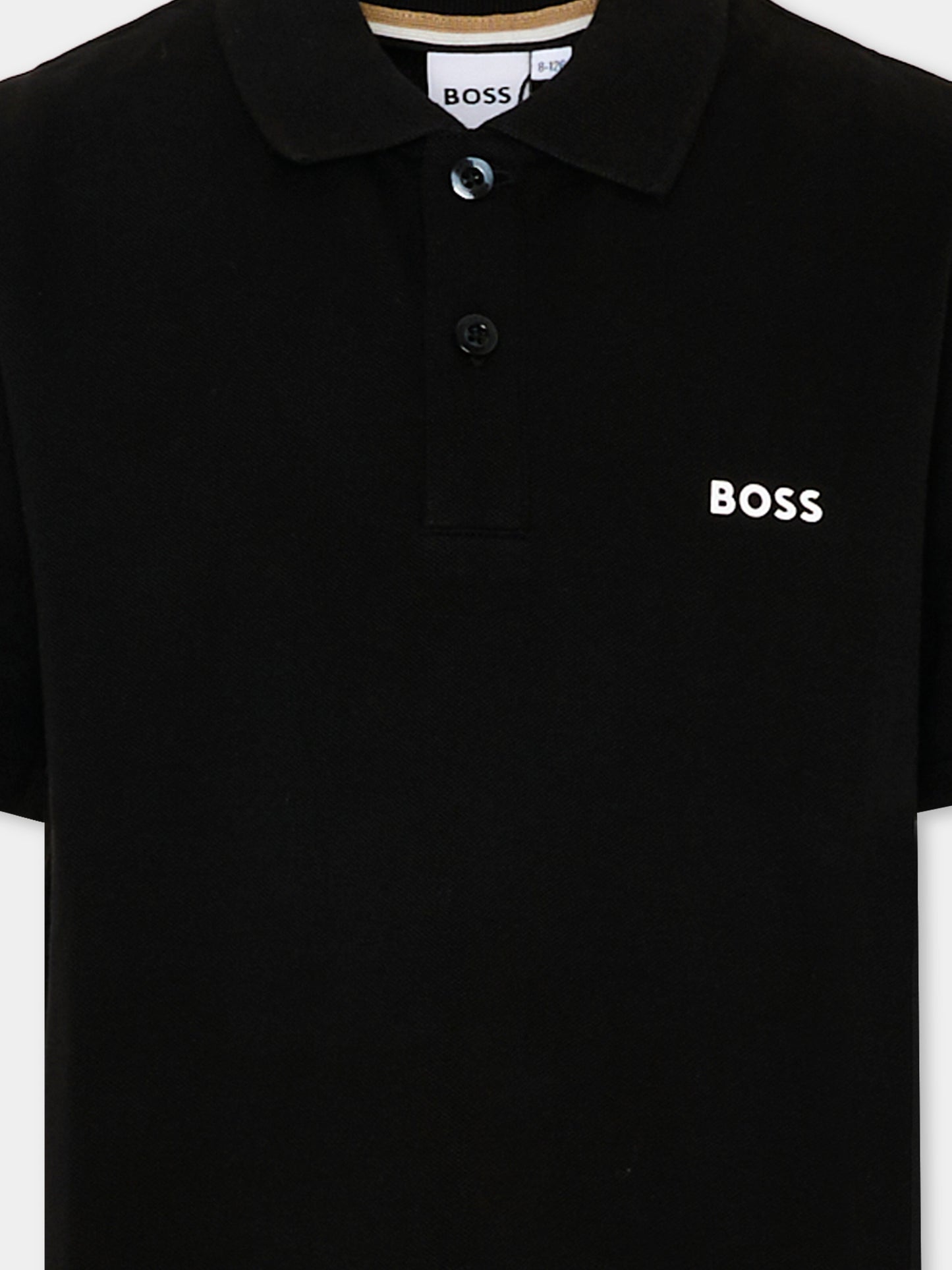 Polo nera per bambino con logo,Boss,J52954 09B