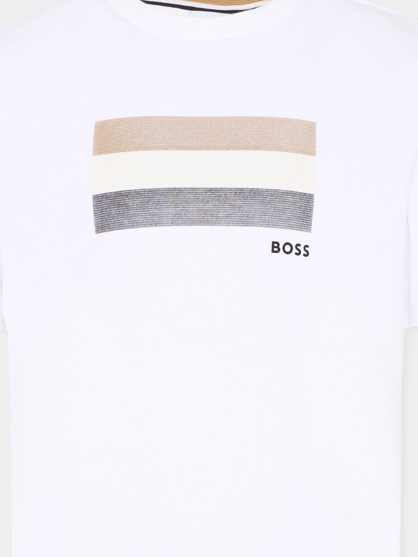 T-Shirt bianca per bambino con bande logo,Boss,J52979 10P