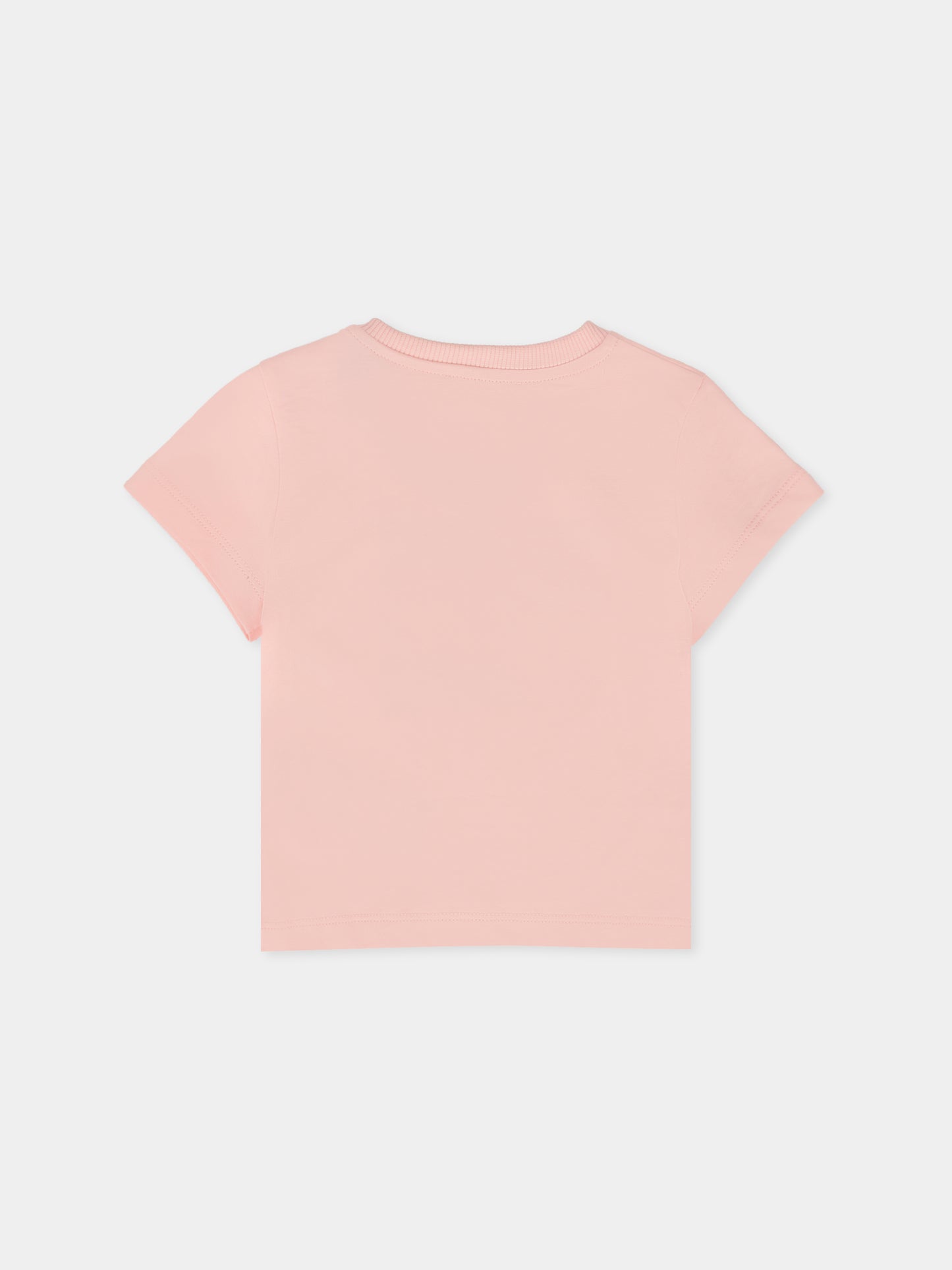 T-shirt rosa per neonata con logo,Moschino Kids,M9M032 LAA01 50209