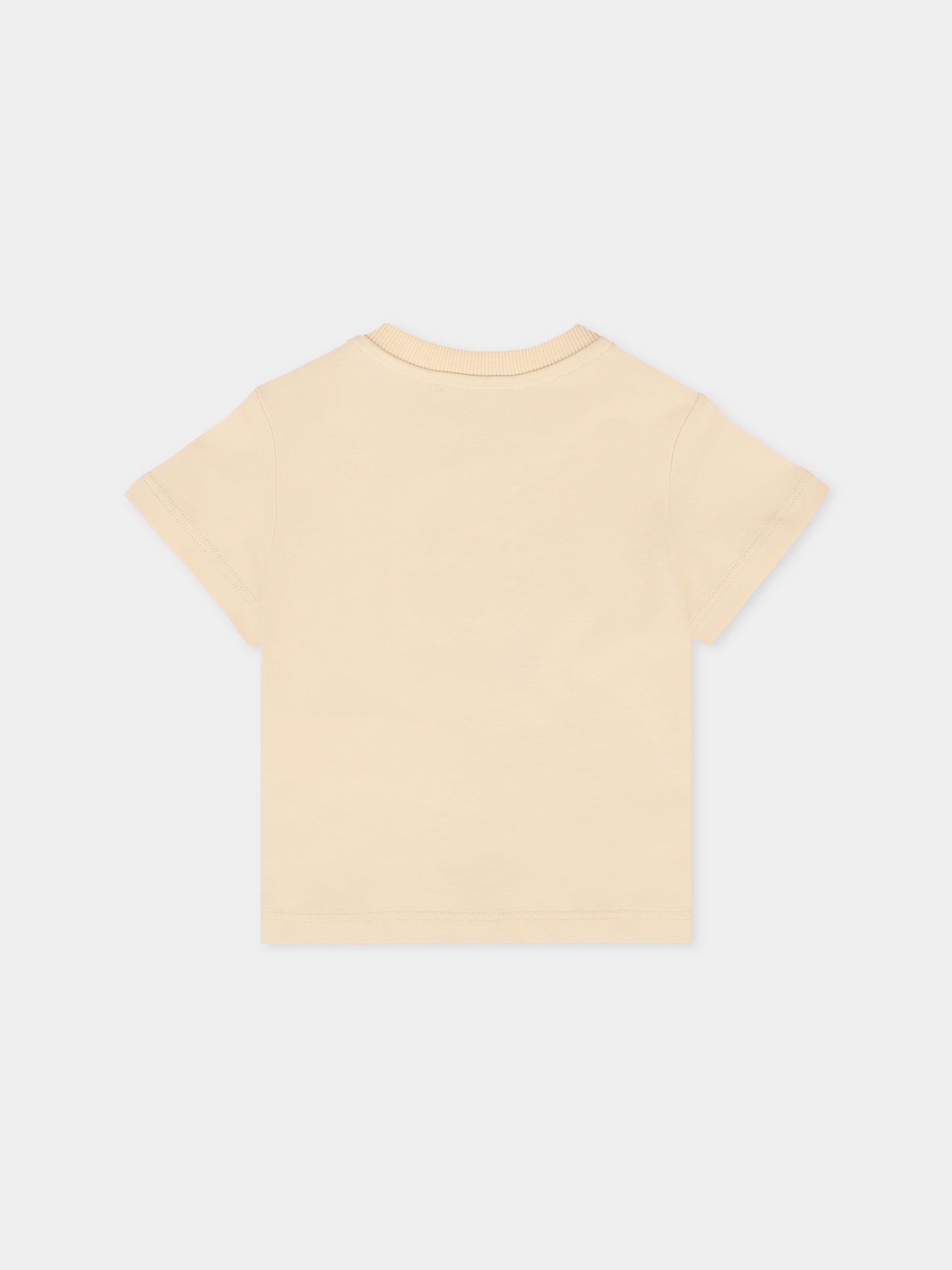 T-shirt beige per neonati con Teddy Bear ricamato,Moschino Kids,MPM047 LAA23 20404