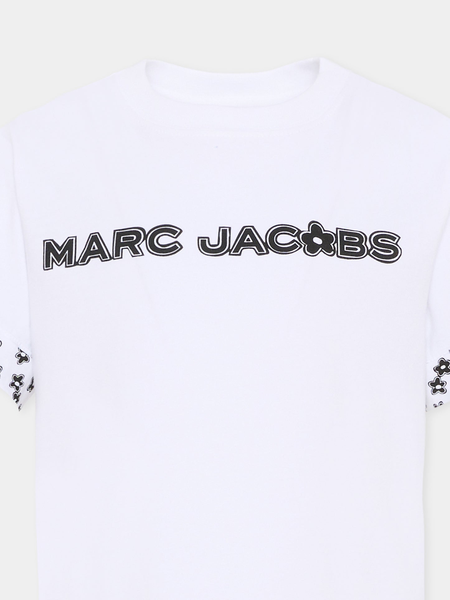 T-shirt bianca per bambina con logo e margherite,Marc Jacobs,W60741 10P