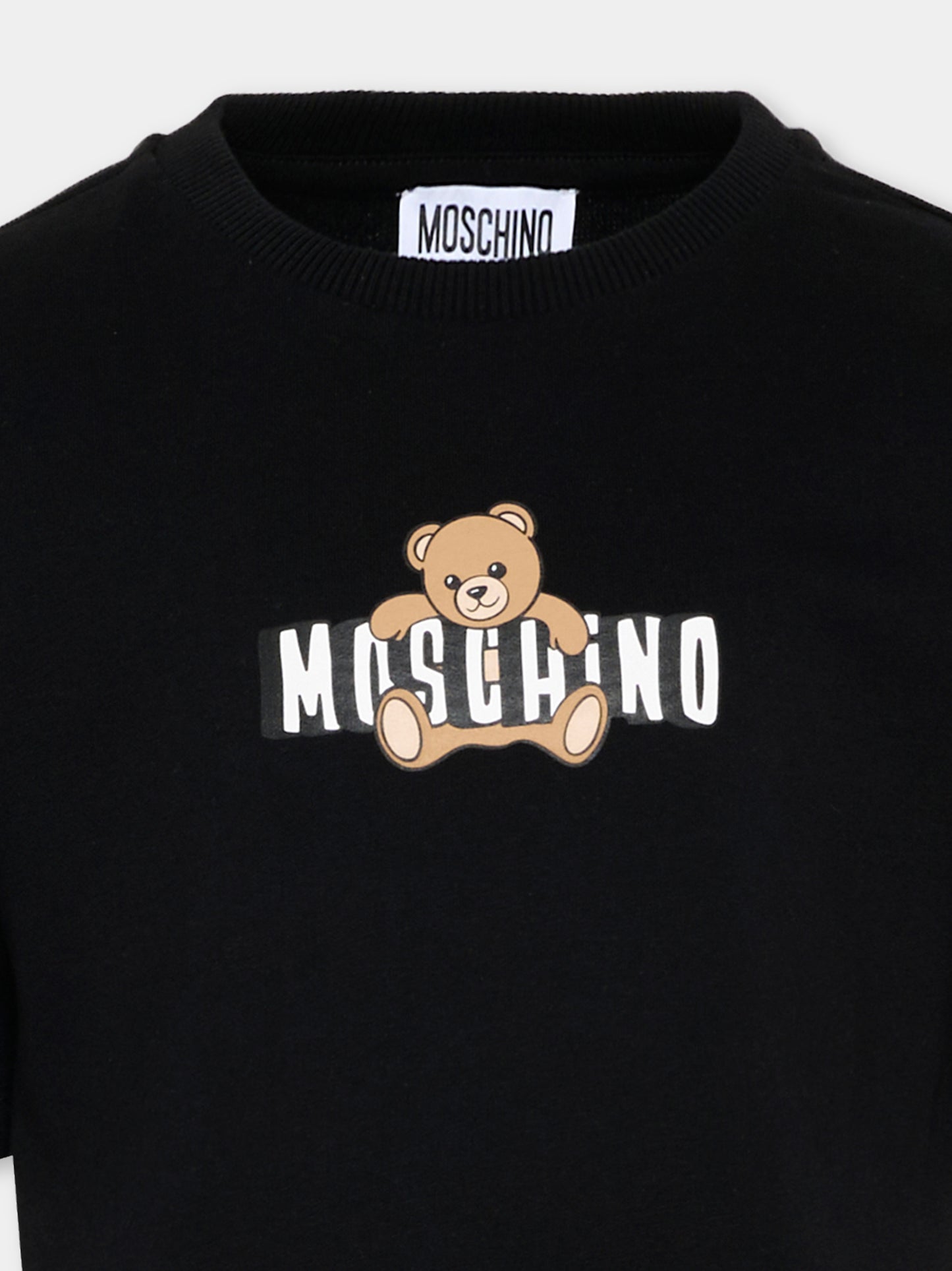 Vestito nero per bambina con Teddy Bear,Moschino Kids,HDV0HL LCA19 60100
