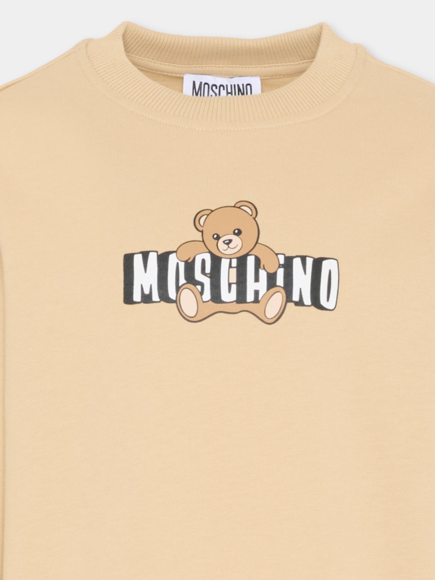 Felpa beige per bambini con Teddy Bear,Moschino Kids,HUF09U LCA19 20829