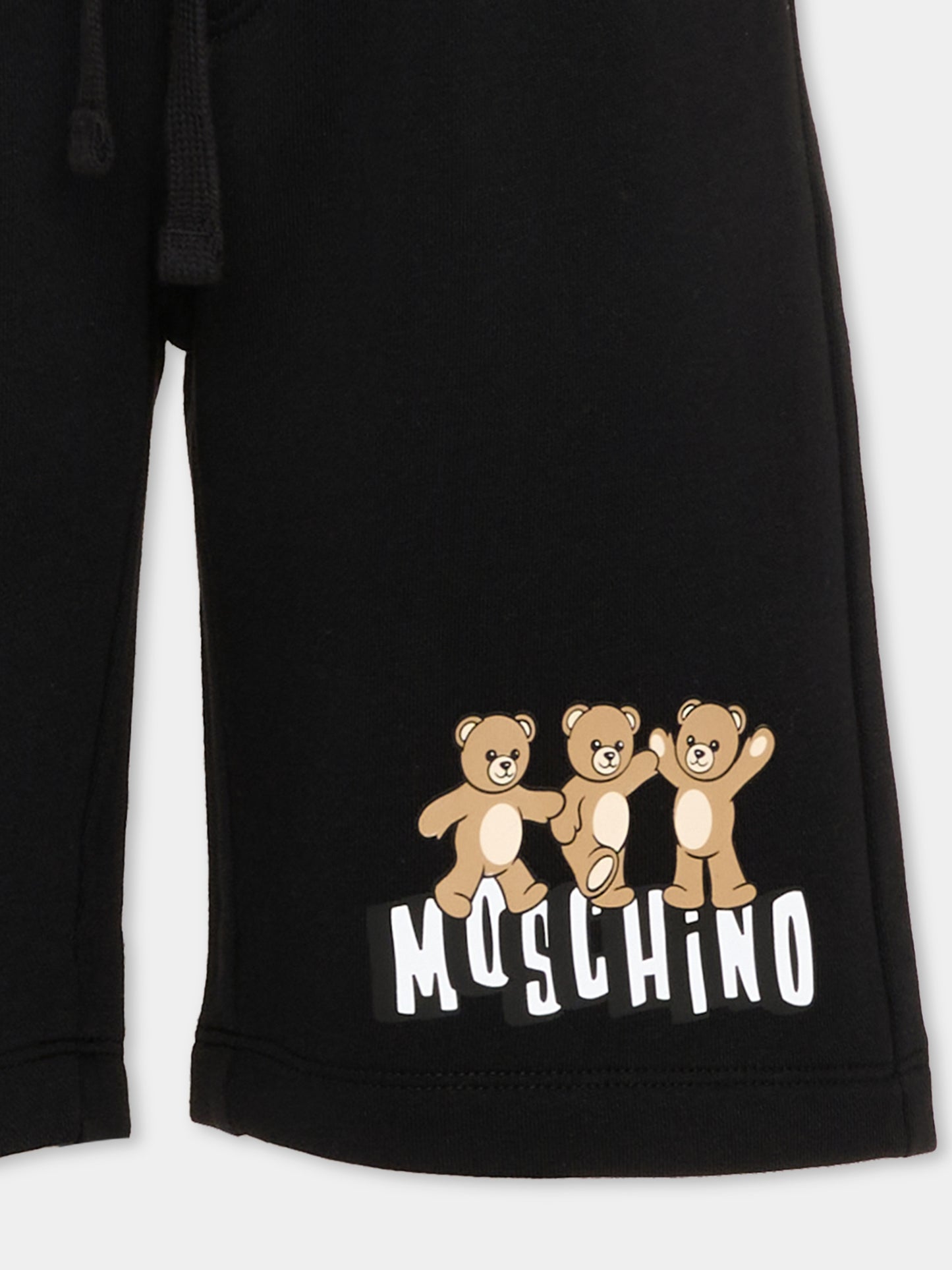 Shorts sportivi neri per bambini con Teddy Bear,Moschino Kids,HUQ02M LCA89 60100