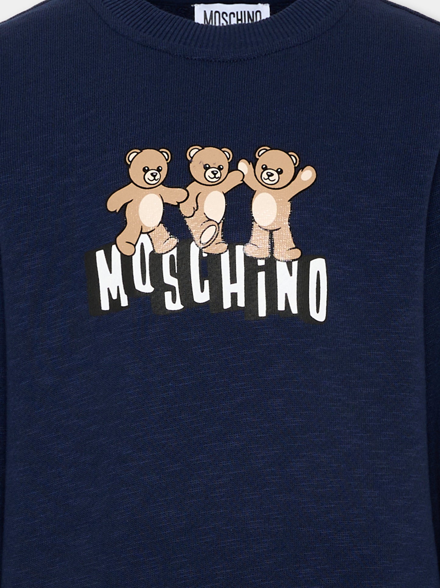 Felpa blu per bambini con Teddy Bear,Moschino Kids,HVF08V LCA88 40016