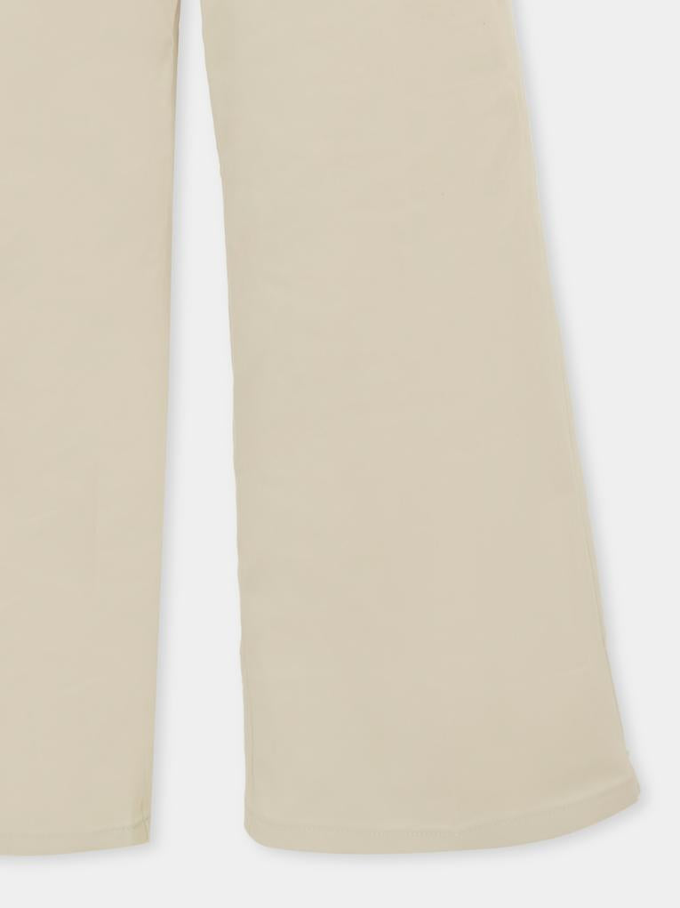 Pantaloni avorio per bambina con logo,Calvin Klein Kids,IG0IG02778 PDH