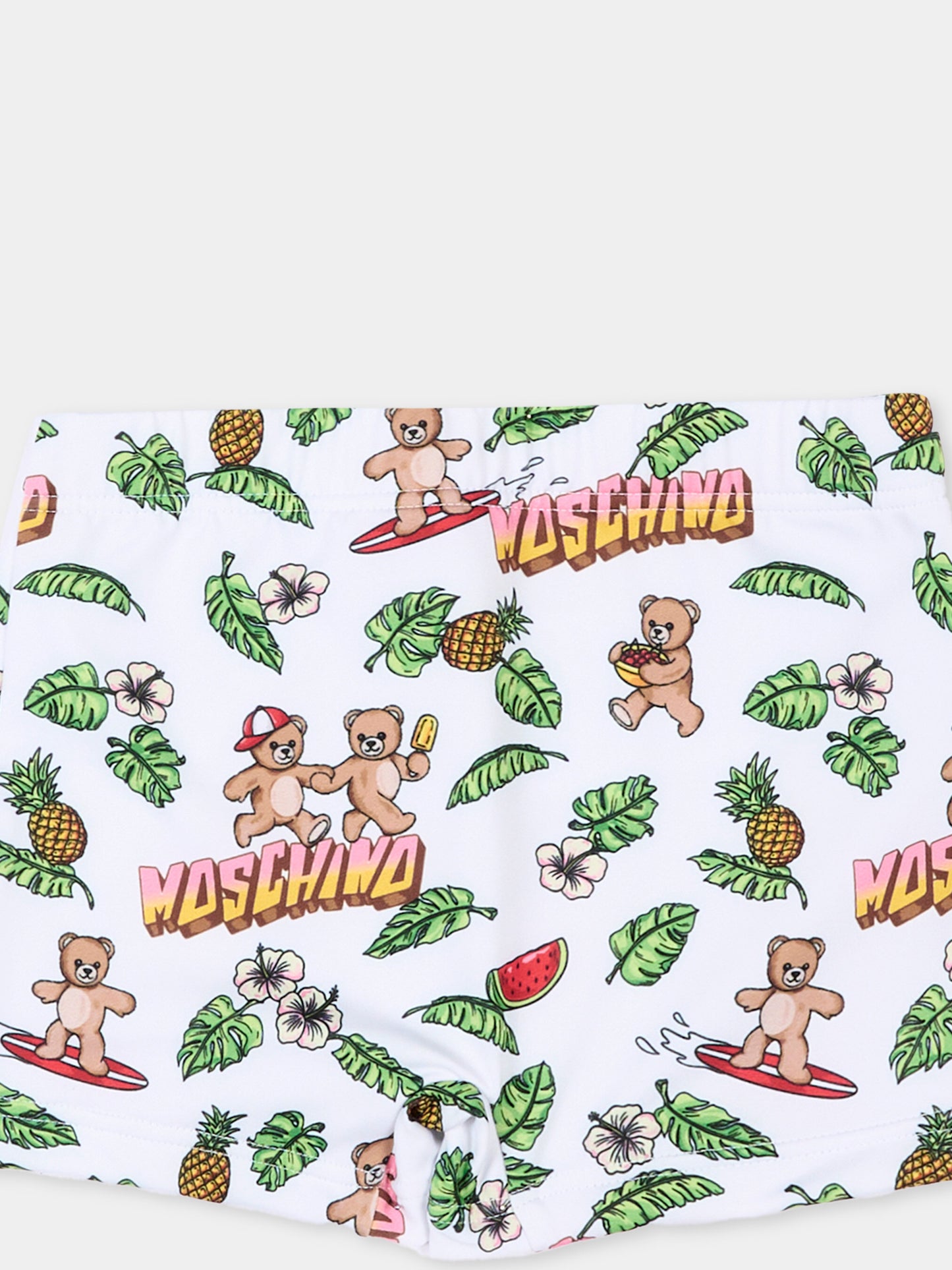 Boxer mare bianco per neonato stampa teddy,Moschino Kids,M5L006 LKA11 83657