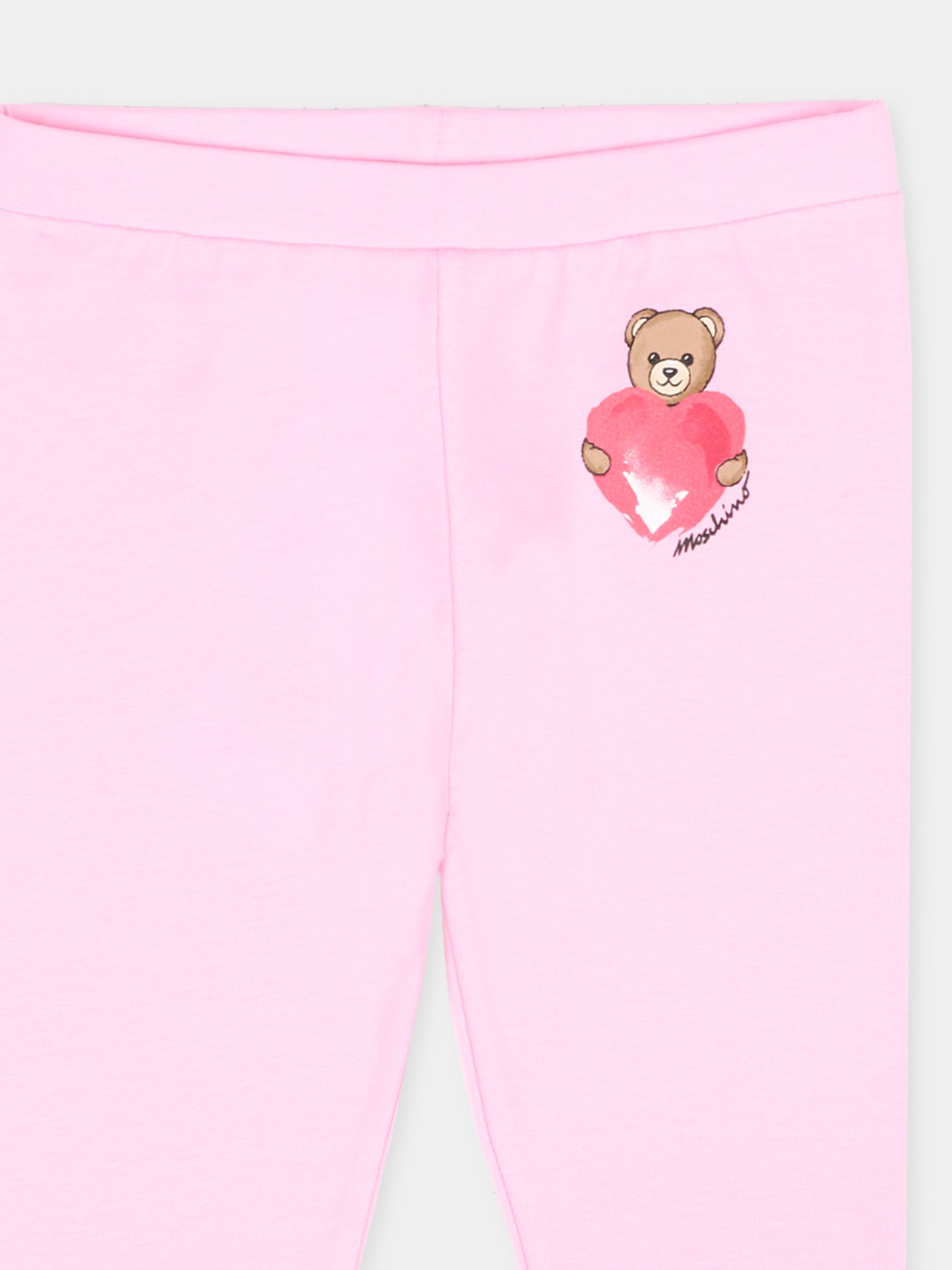 Leggings rosa per neonata con Teddy Bear,Moschino Kids,MIP032 LBA00 51473