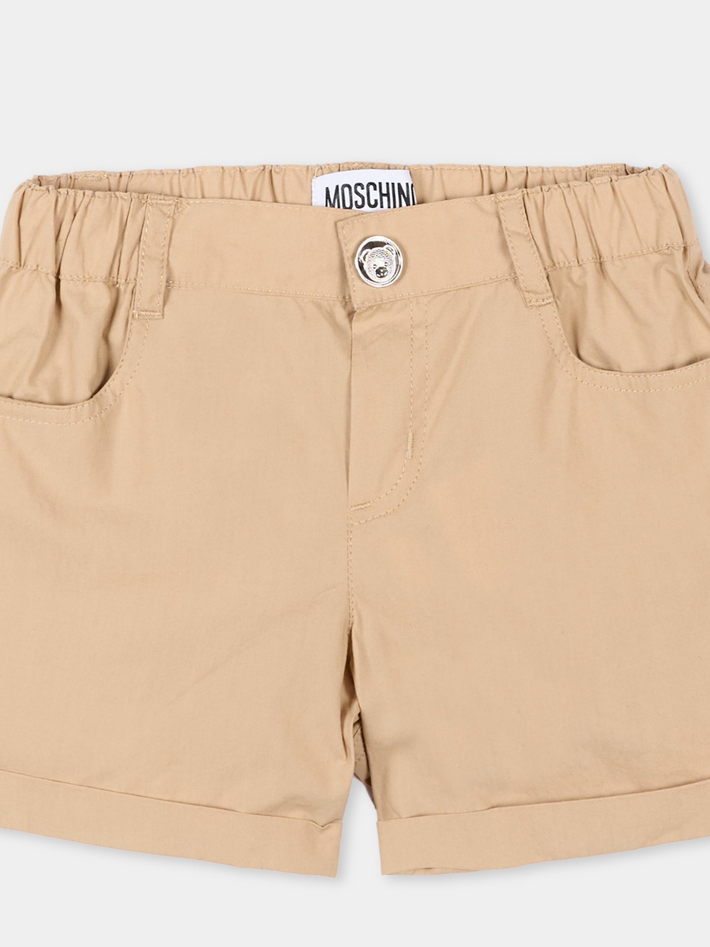 Shorts beige per neonati con logo,Moschino Kids,MNQ00R LLA10 20829