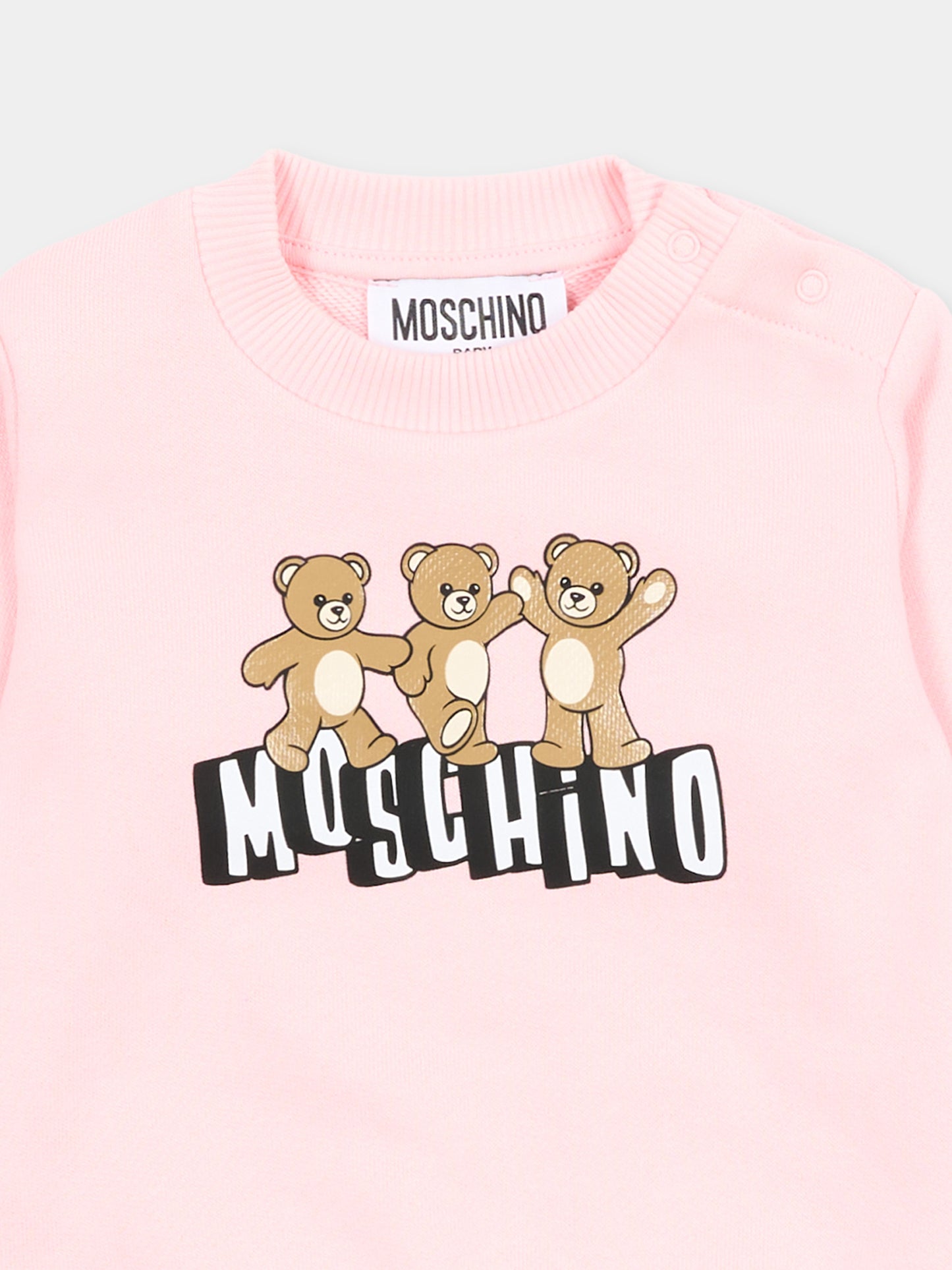 Felpa rosa per neonata con Teddy Bear,Moschino Kids,MTF060 LCA89 50209