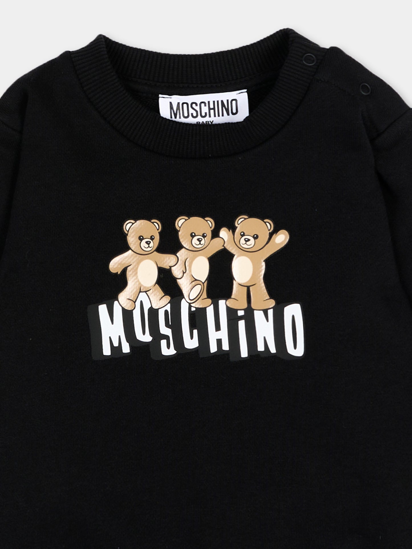Felpa nera per neonati con Teddy Bear,Moschino Kids,MTF060 LCA89 60100