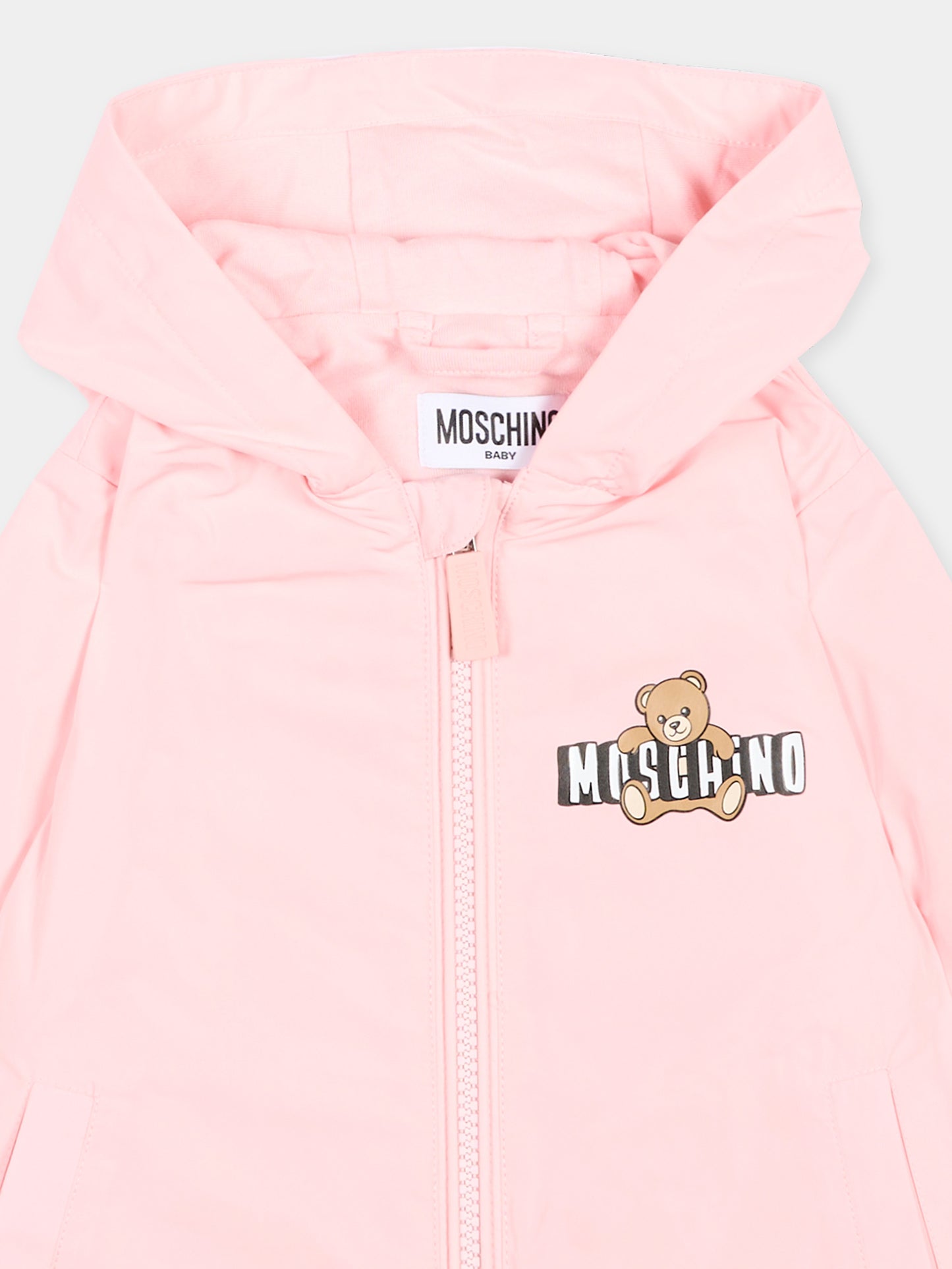 Impermeabile rosa per neonata con logo,Moschino Kids,MUS033 L3A39 50209
