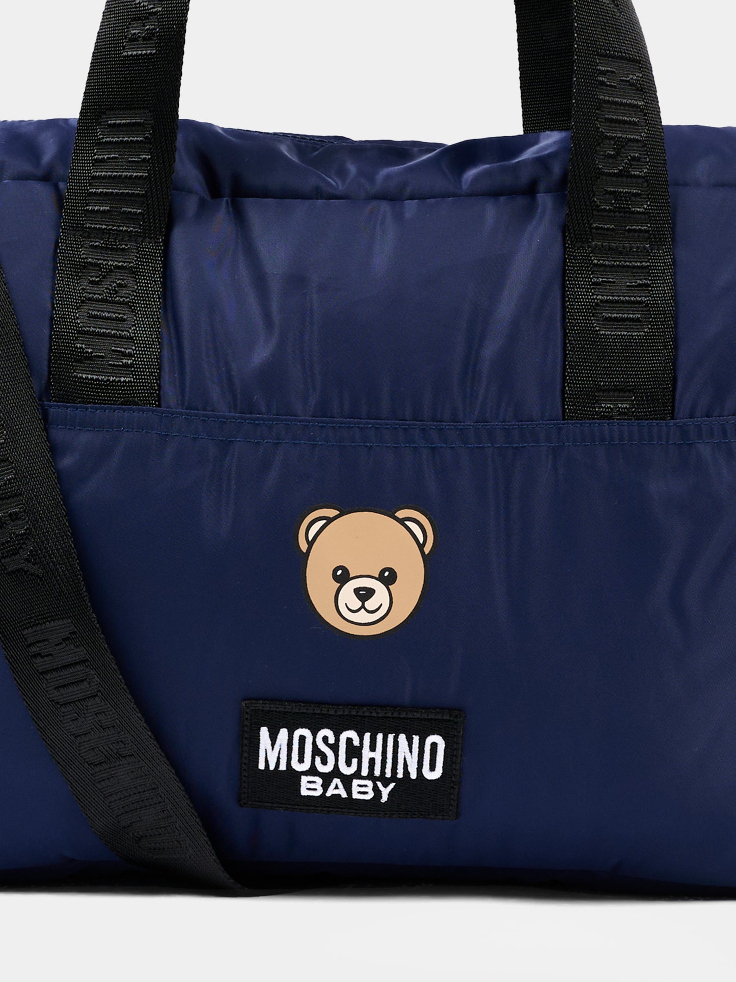 Borsa mamma blu per neonati con Teddy Bear,Moschino Kids,MUX05W L3A89 40016