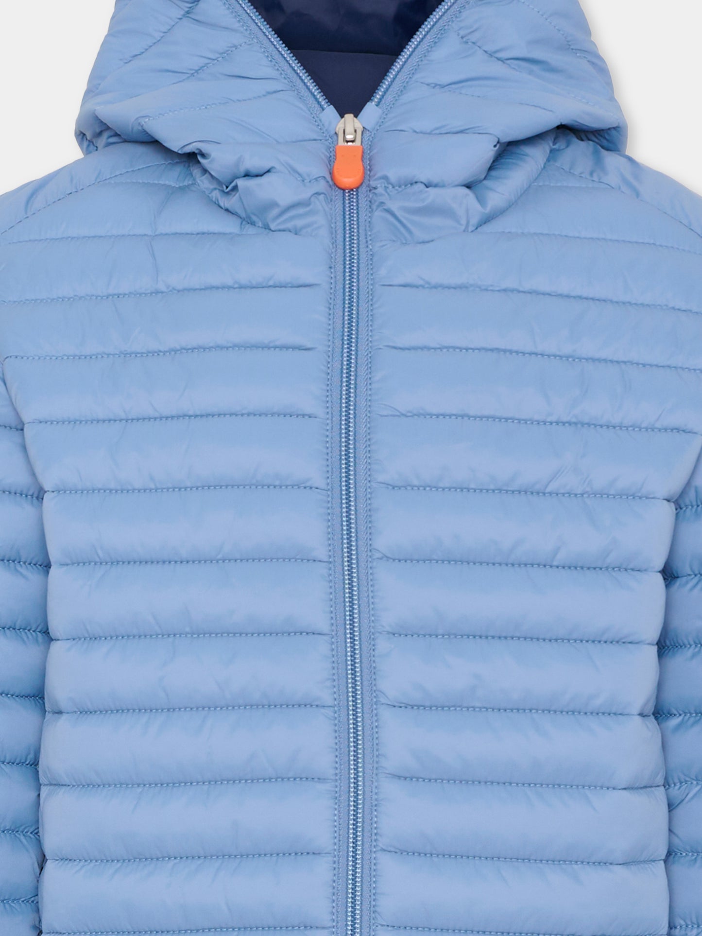 Piumino Giga azzurro per bambino con logo,Save The Duck Kids,J30650B GIGA22 90072