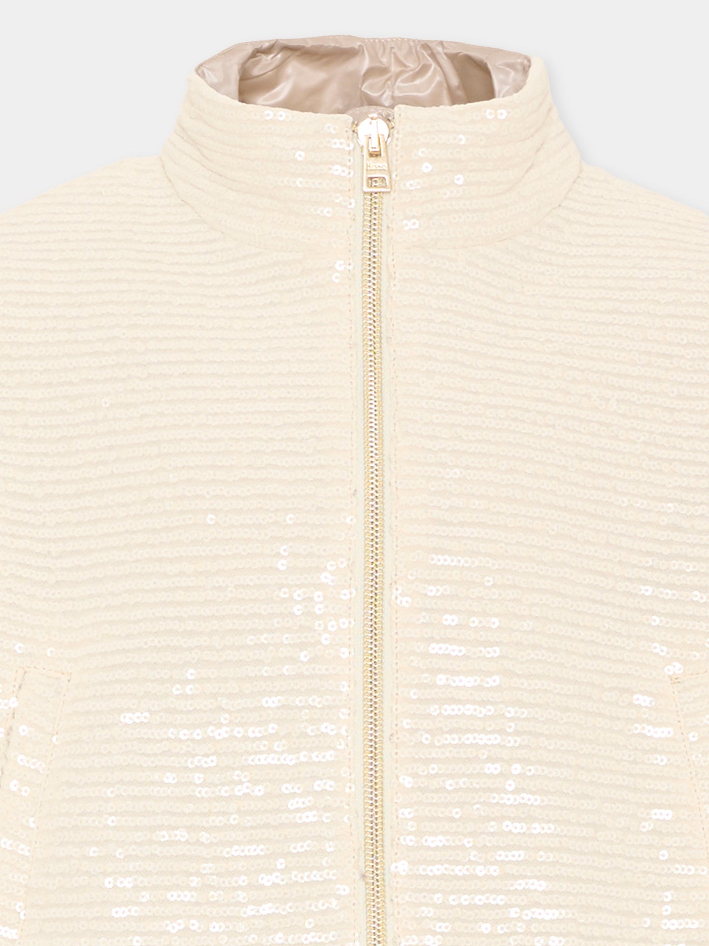 Bomber avorio per bambina con paillettes,Herno Kids,GI000095G 12862S 1200