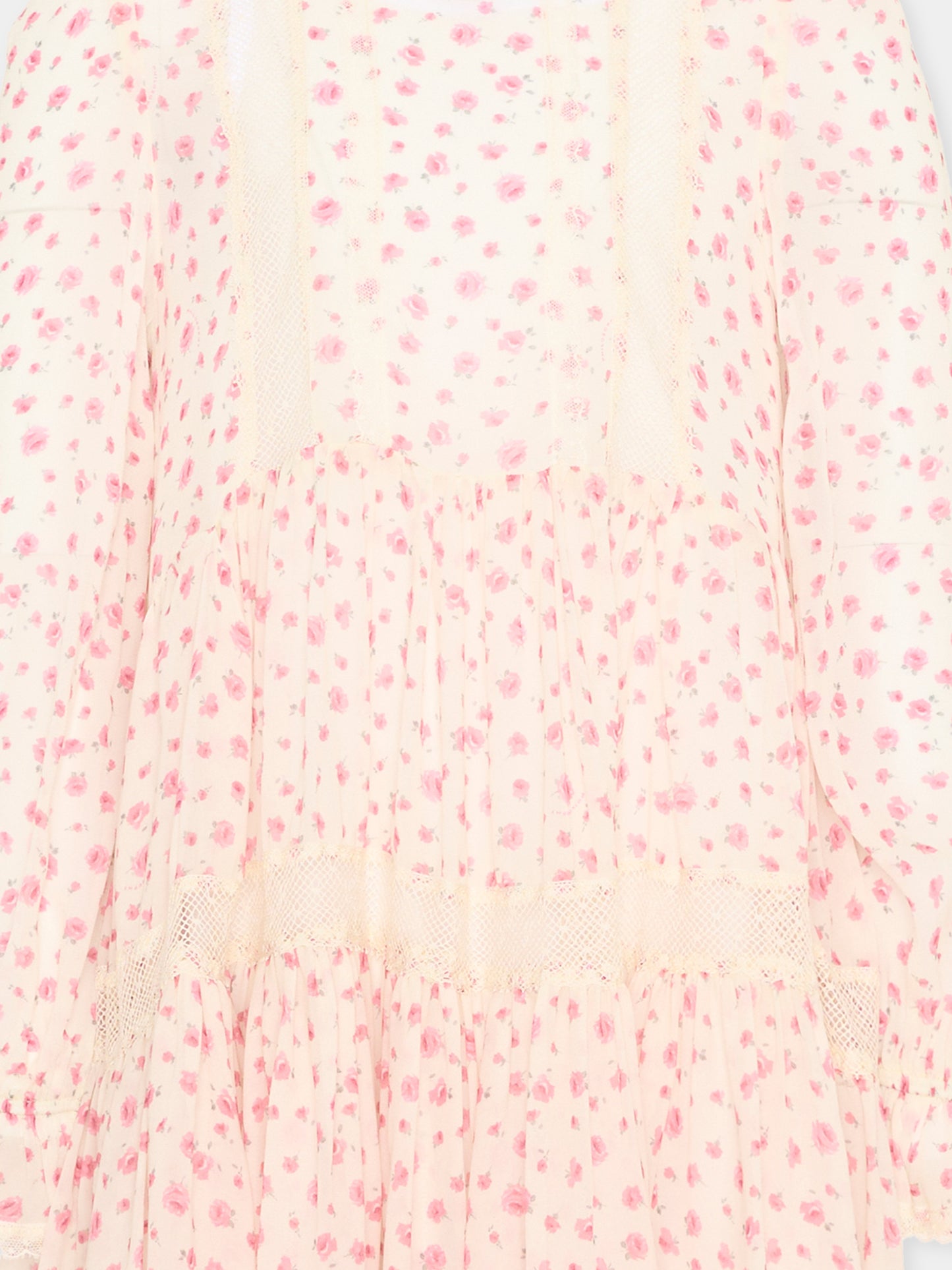Vestito rosa floreale per bambina,Philosophy,I1G910 - 7602 - 0294