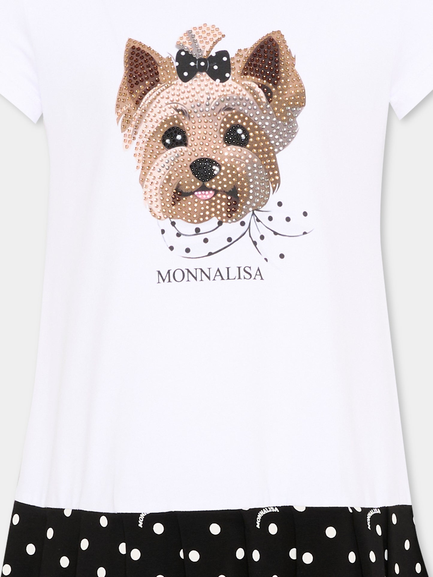 Vestito multicolor per bambina con strass,Monnalisa,19G919 - 7032 - 9950