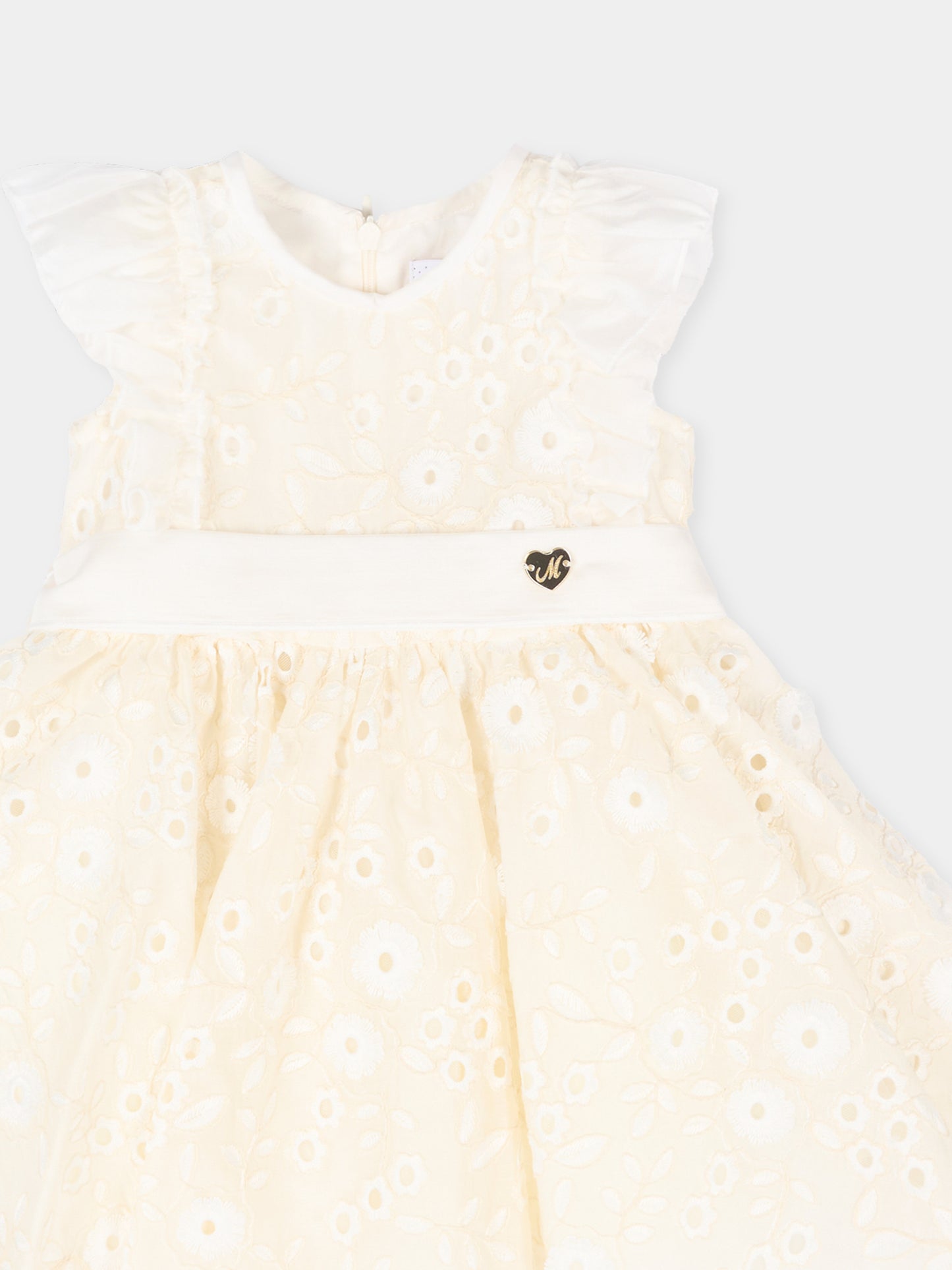 Abito elegante avorio per neonata in pizzo Sangallo,Monnalisa,73G901 - 7943 - 0002