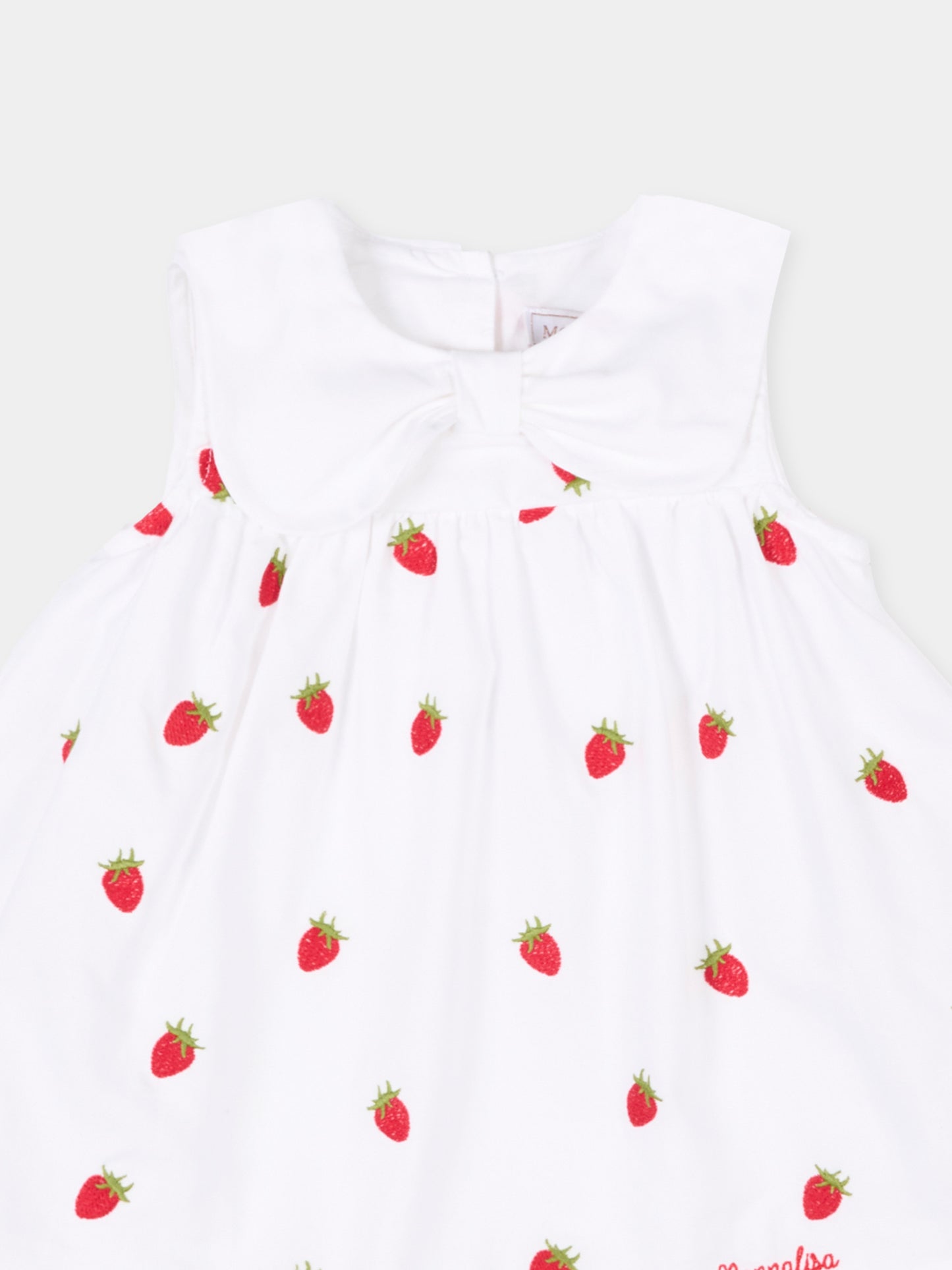 Vestito bianco per neonata con fragole,Monnalisa,35G209 - 7083 - 9944