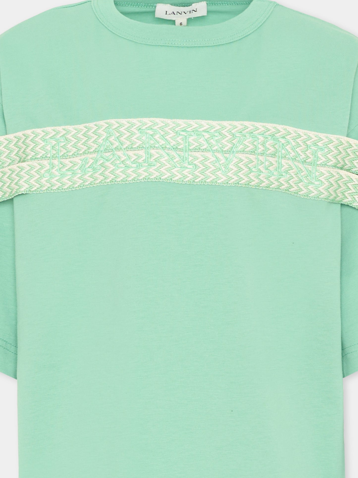 T-Shirt verde per bambini con logo,Lanvin Petite,N30362 68N