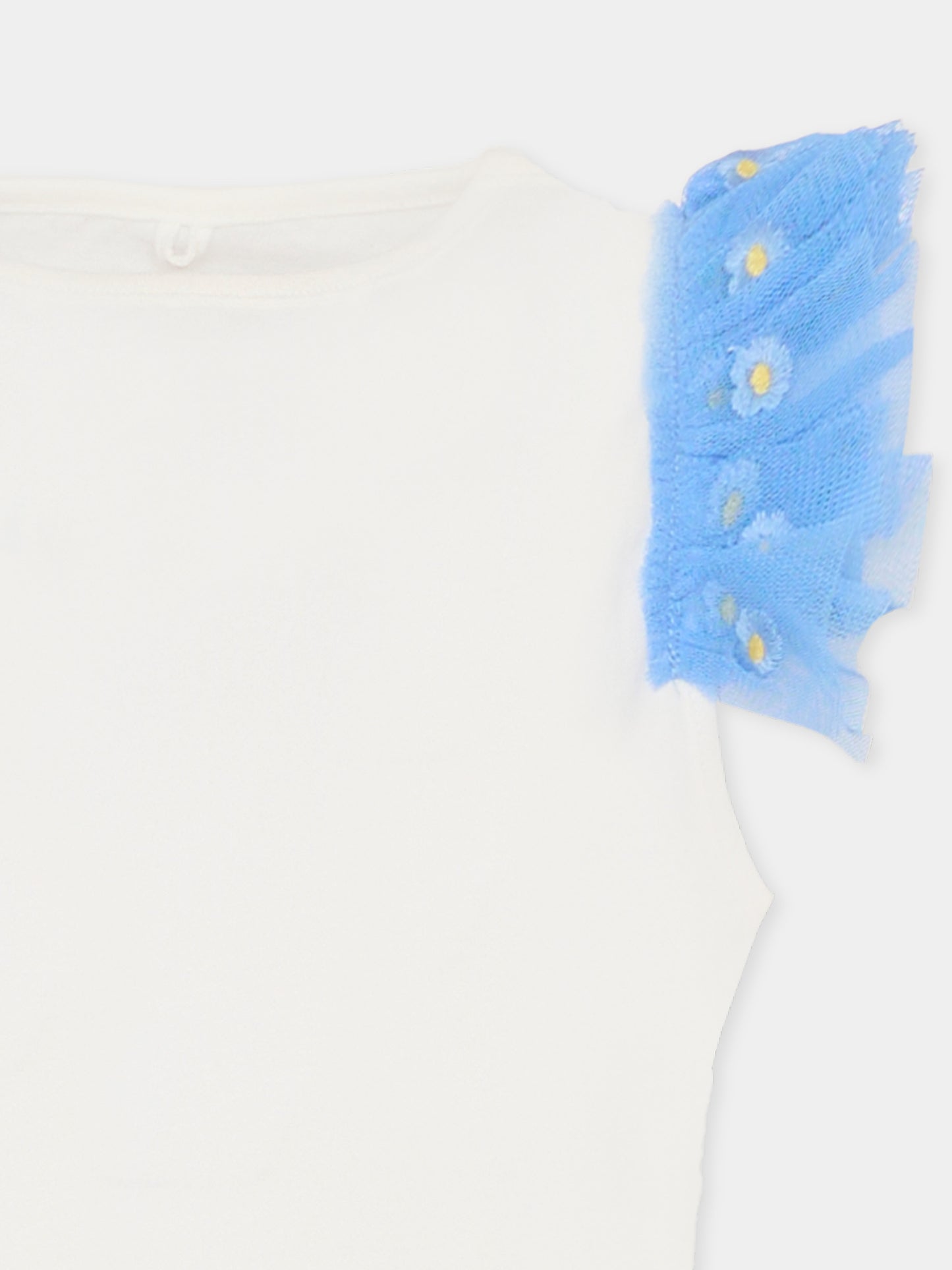 T-shirt ivoire pour fille avec fleurs