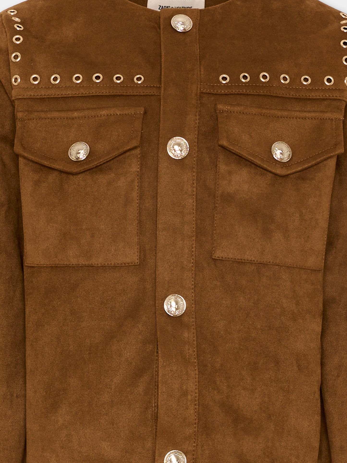 Giubbotto marrone per bambina in suede,Zadig & Voltaire Kids,X60560 367