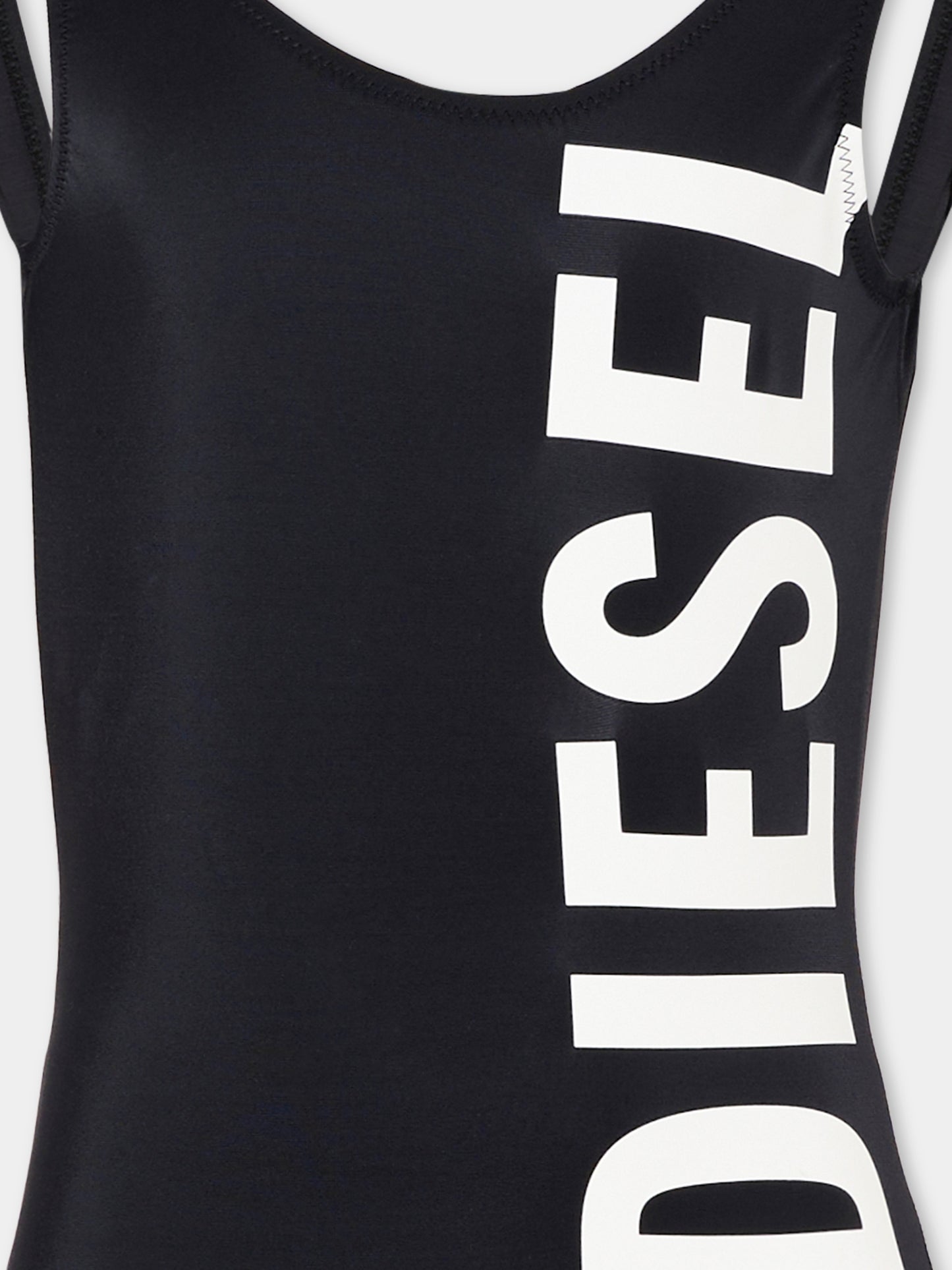 Costume intero nero per bambina con logo,Diesel,J02716 KYAG8 K900