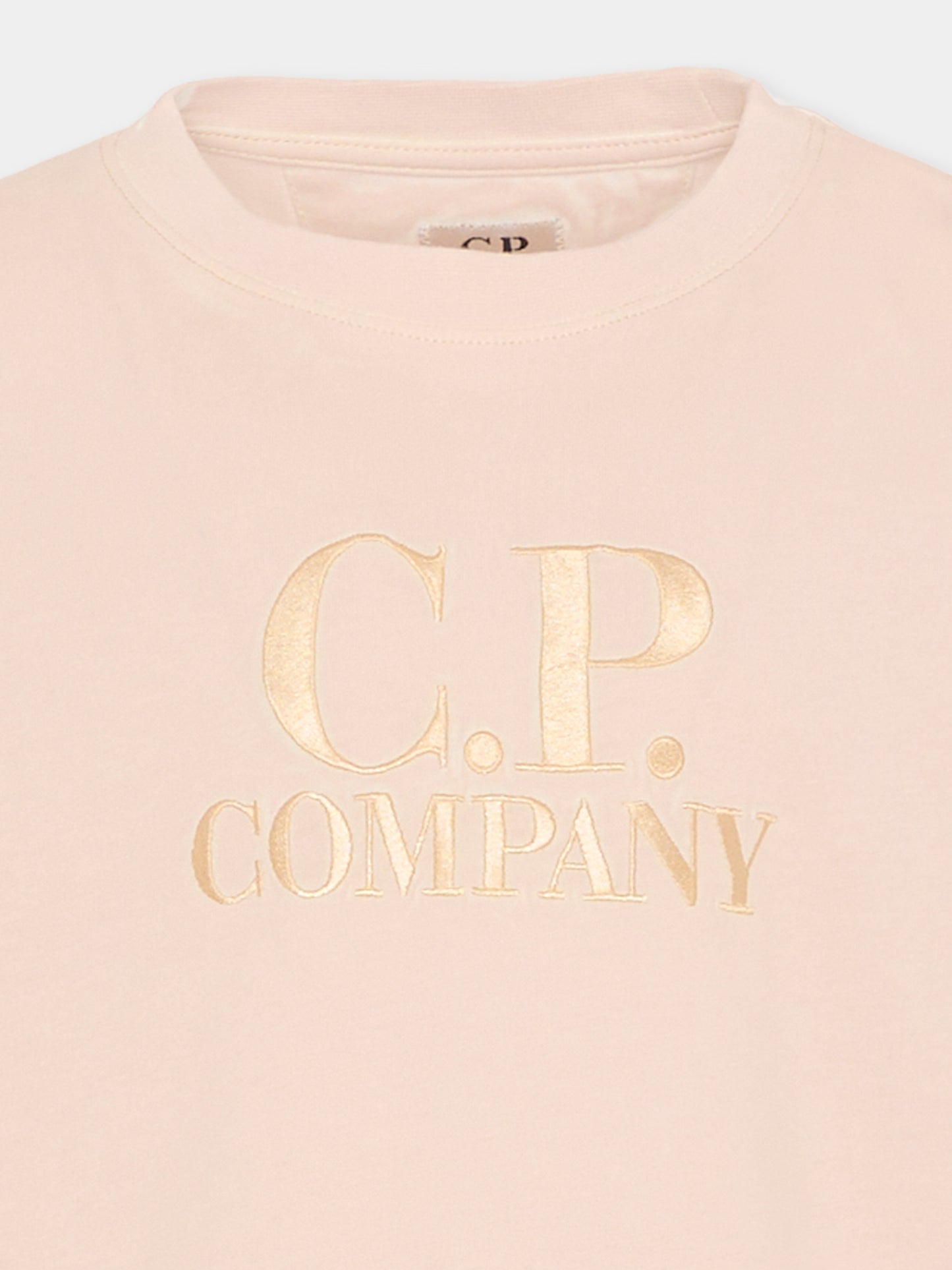 T-Shirt beige per bambino con logo,C. P. Company,CNM00Q-LAA17 10135