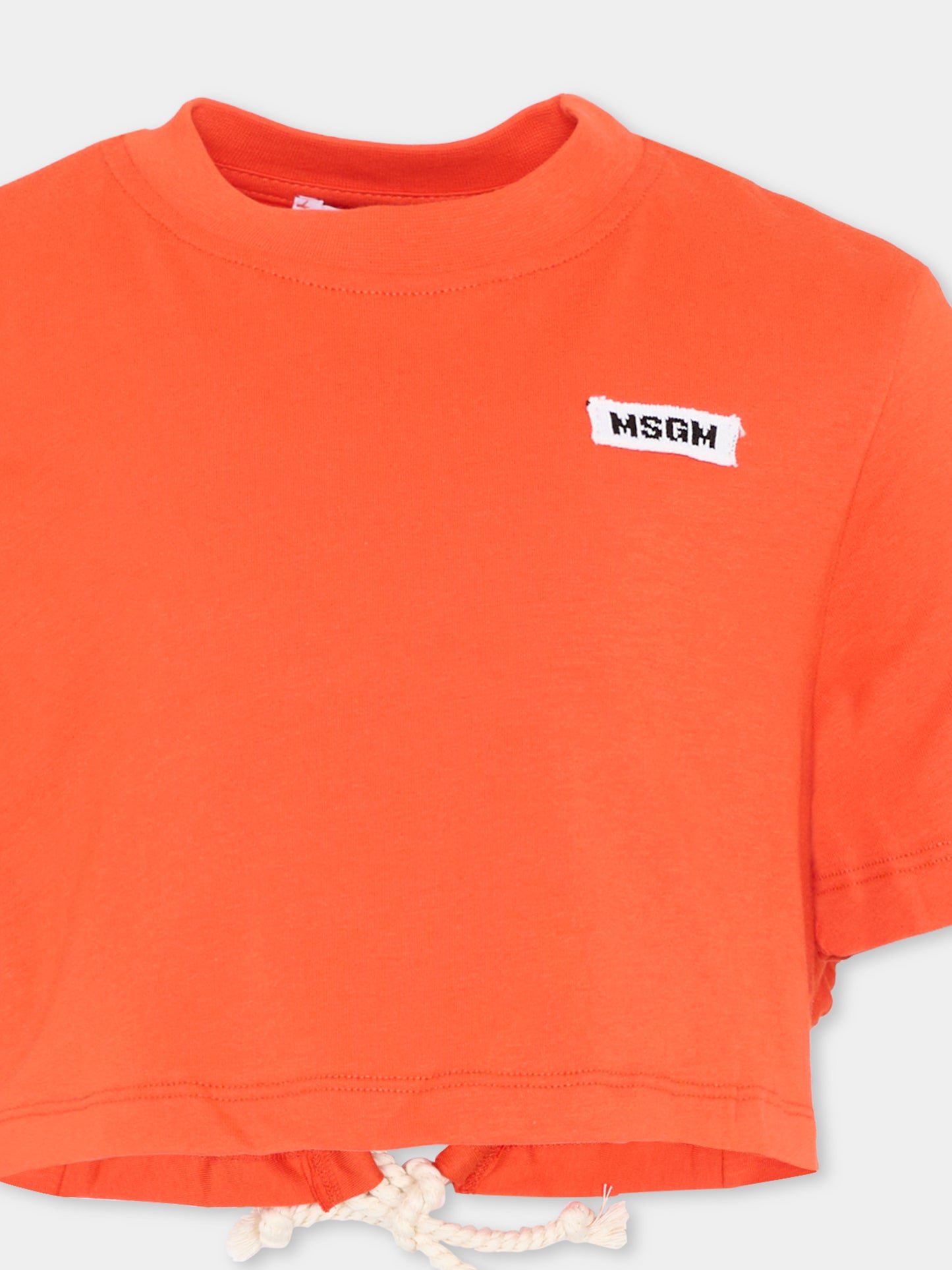 T-Shirt rossa per bambina con logo,Msgm Kids,S6MSJGTH179 MS074