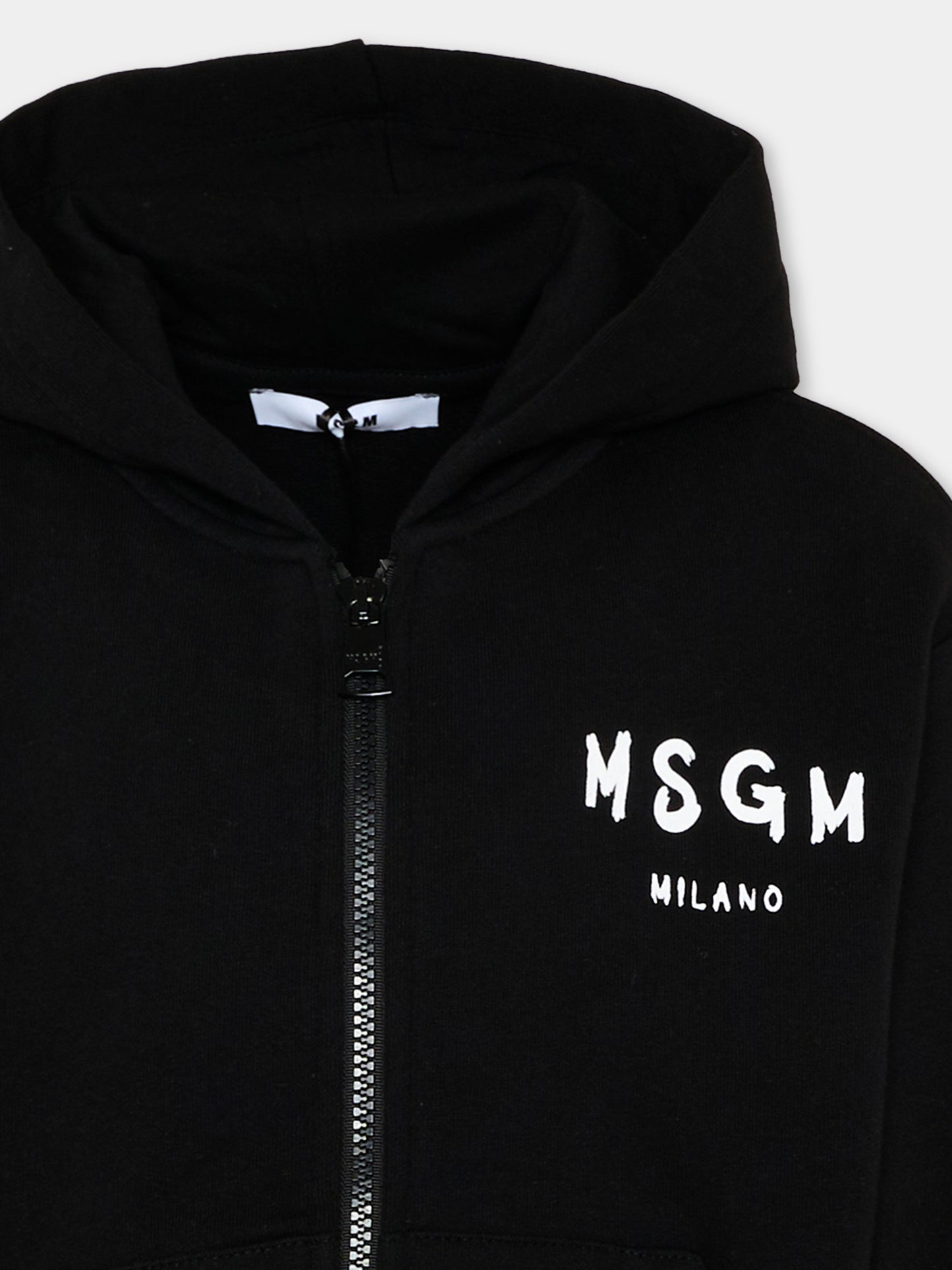 Felpa nera per bambini con logo,Msgm Kids,S6MSJUZH065 110