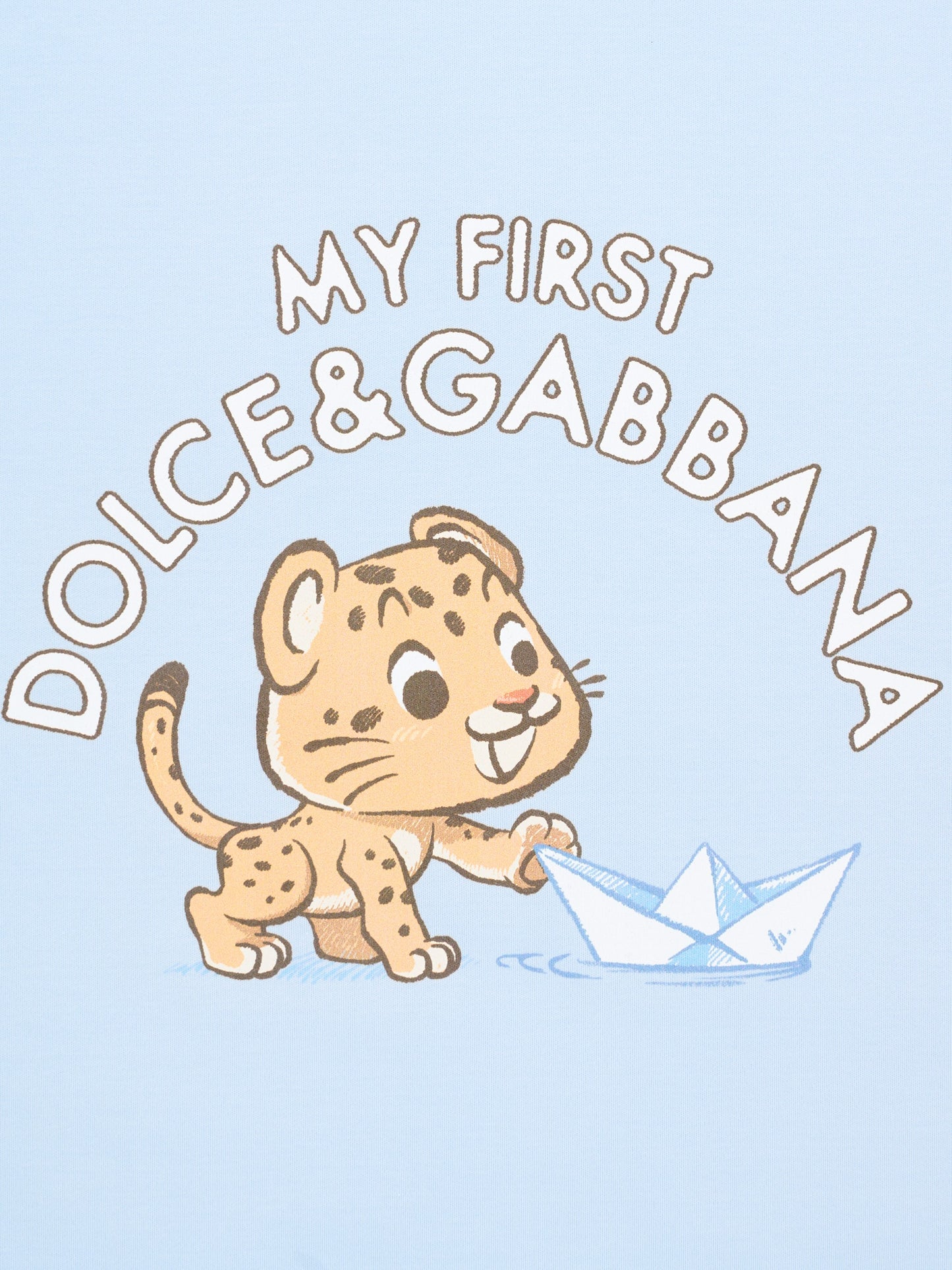 Coperta celeste per neonato con leopardo,Dolce & Gabbana Kids,LNJA88 G7PNK S9000