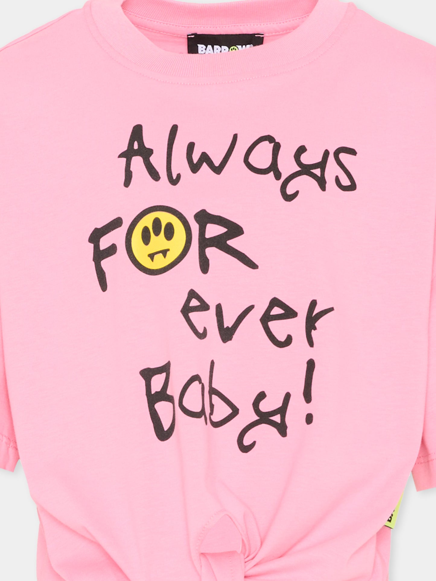 T-Shirt rosa per bambina con stampa,Barrow,S6BKJGTH140 BW311