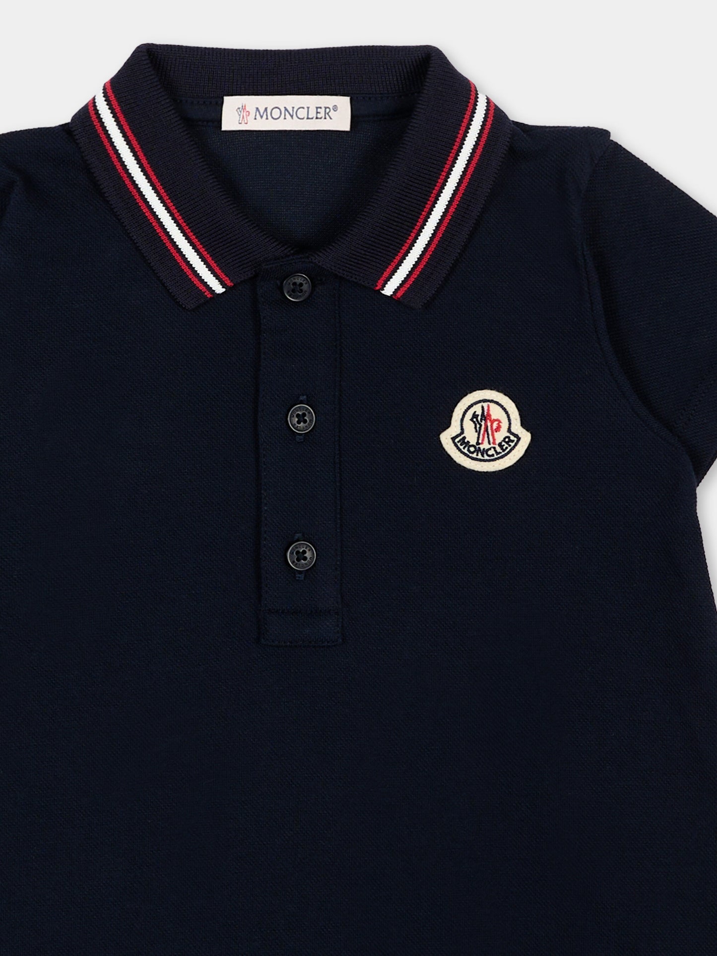 Pagliaccetto blu per neonati con logo,Moncler Kids,L1951 8L00006 8496F 778