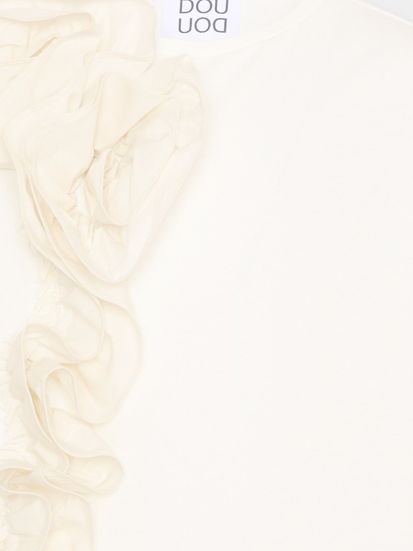 T-shirt avorio per bambina con maxi ruches,Douuod Kids,DY8A61-Z3708 101