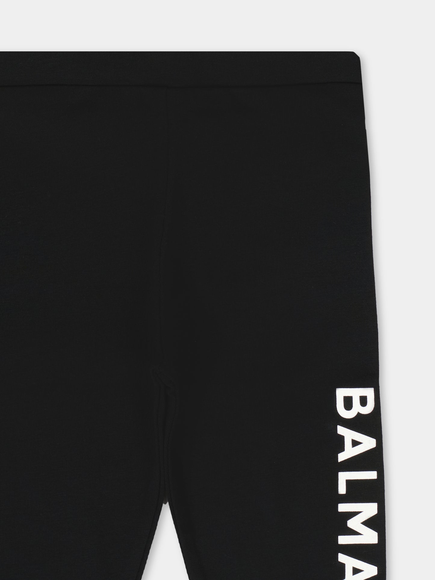 Leggings neri per neonata con logo,Balmain Kids,BT6020 Z1532 930BC
