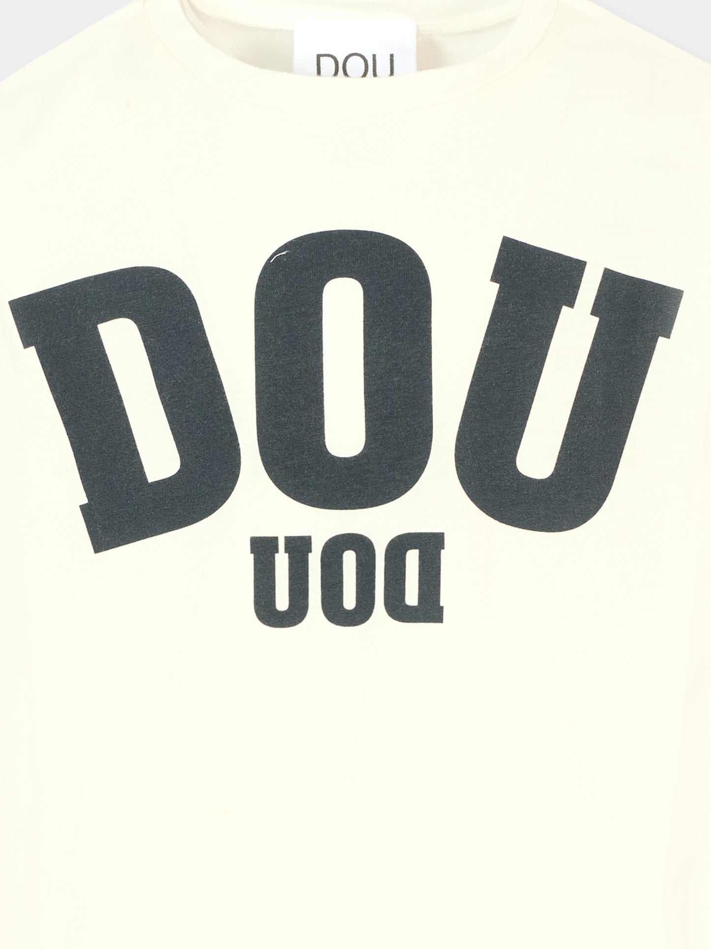 T-shirt avorio per bambina con logo,Douuod Kids,2R8O70 Z0761 101