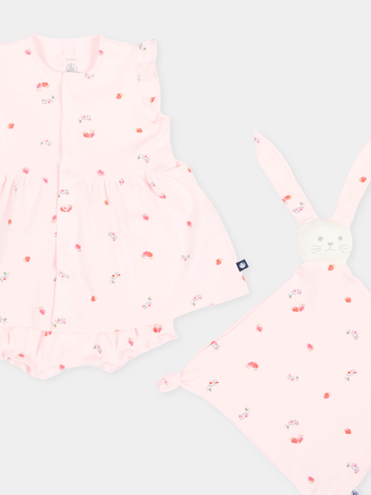 Vestito rosa per neonata con fiori,Petit Bateau,A0FQR BARELY/MULTICO 01